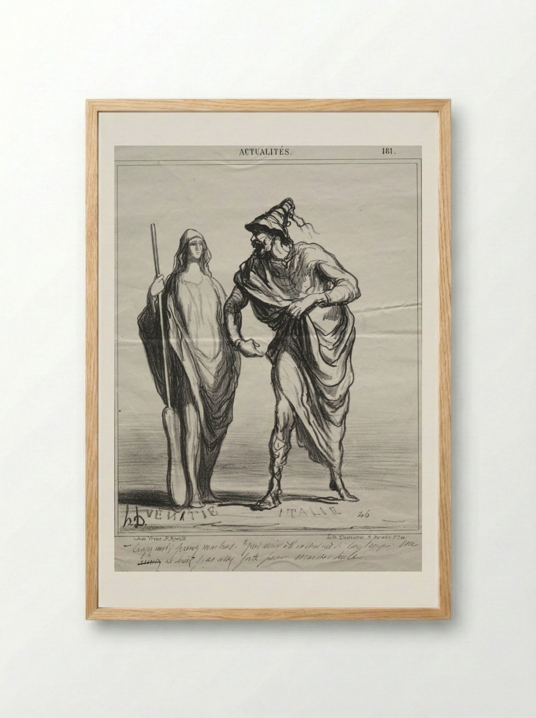 Trust me! Take my arm... - Honoré Daumier - Framed Print Wood