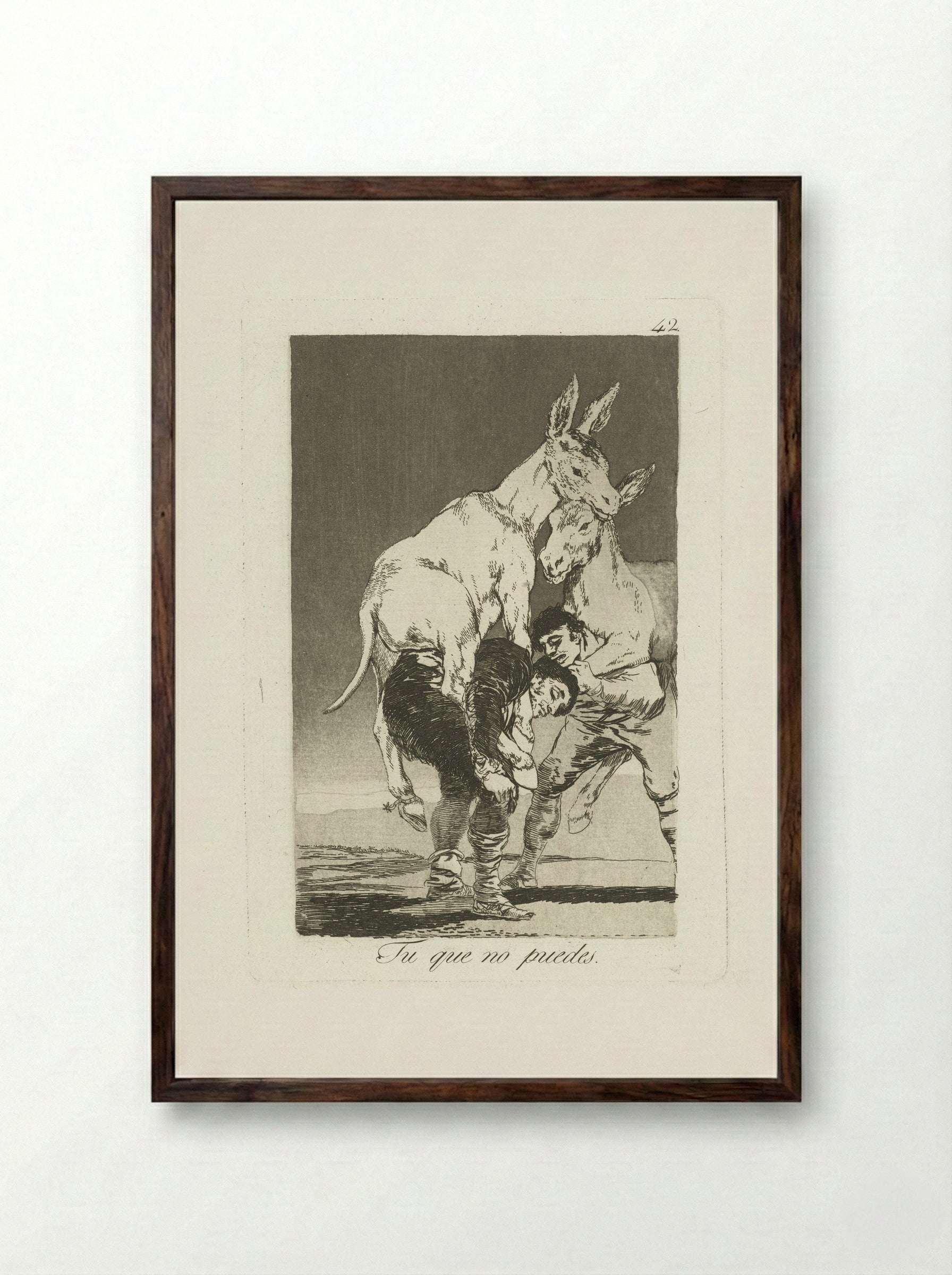 Tu que no puedes - Francisco de Goya - Framed Print Dark Wood