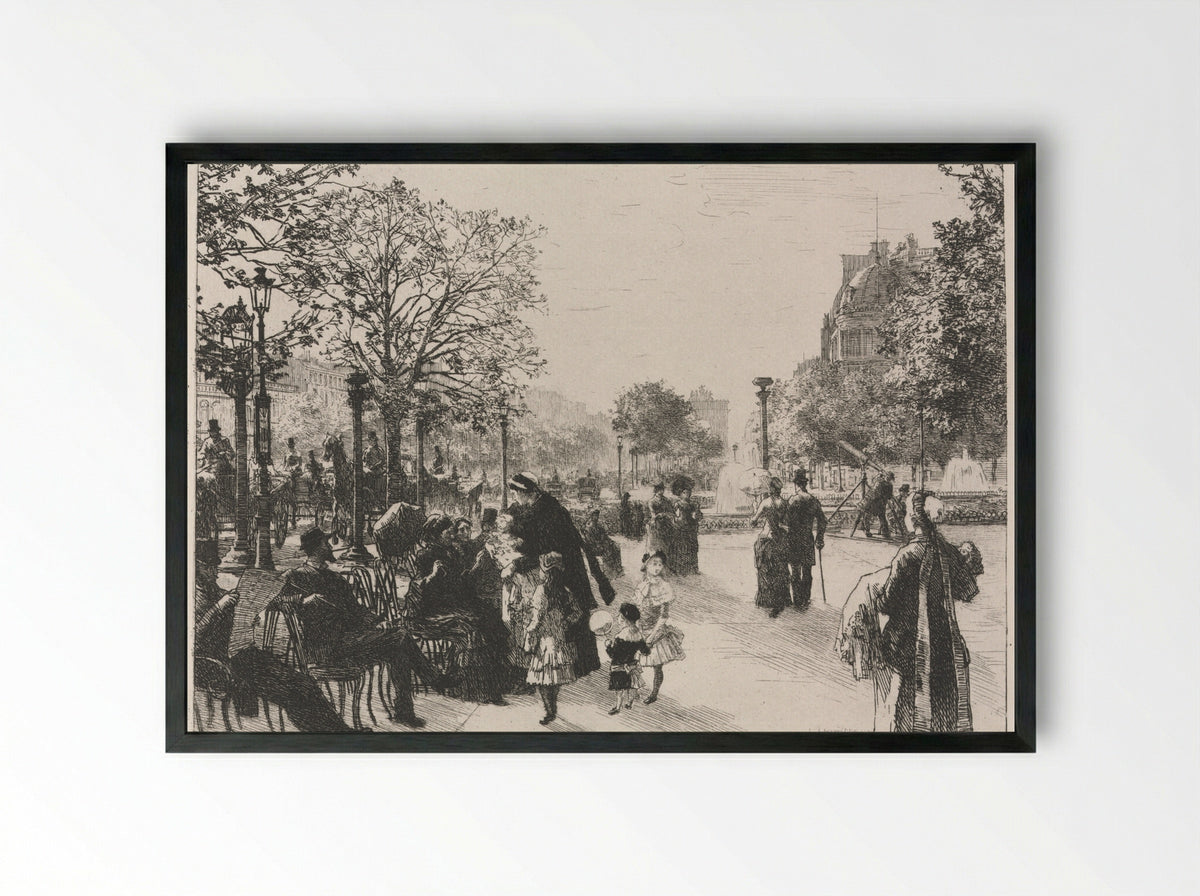 Tuileries Gardens - Léon Augustin Lhermitte - Framed Print Black