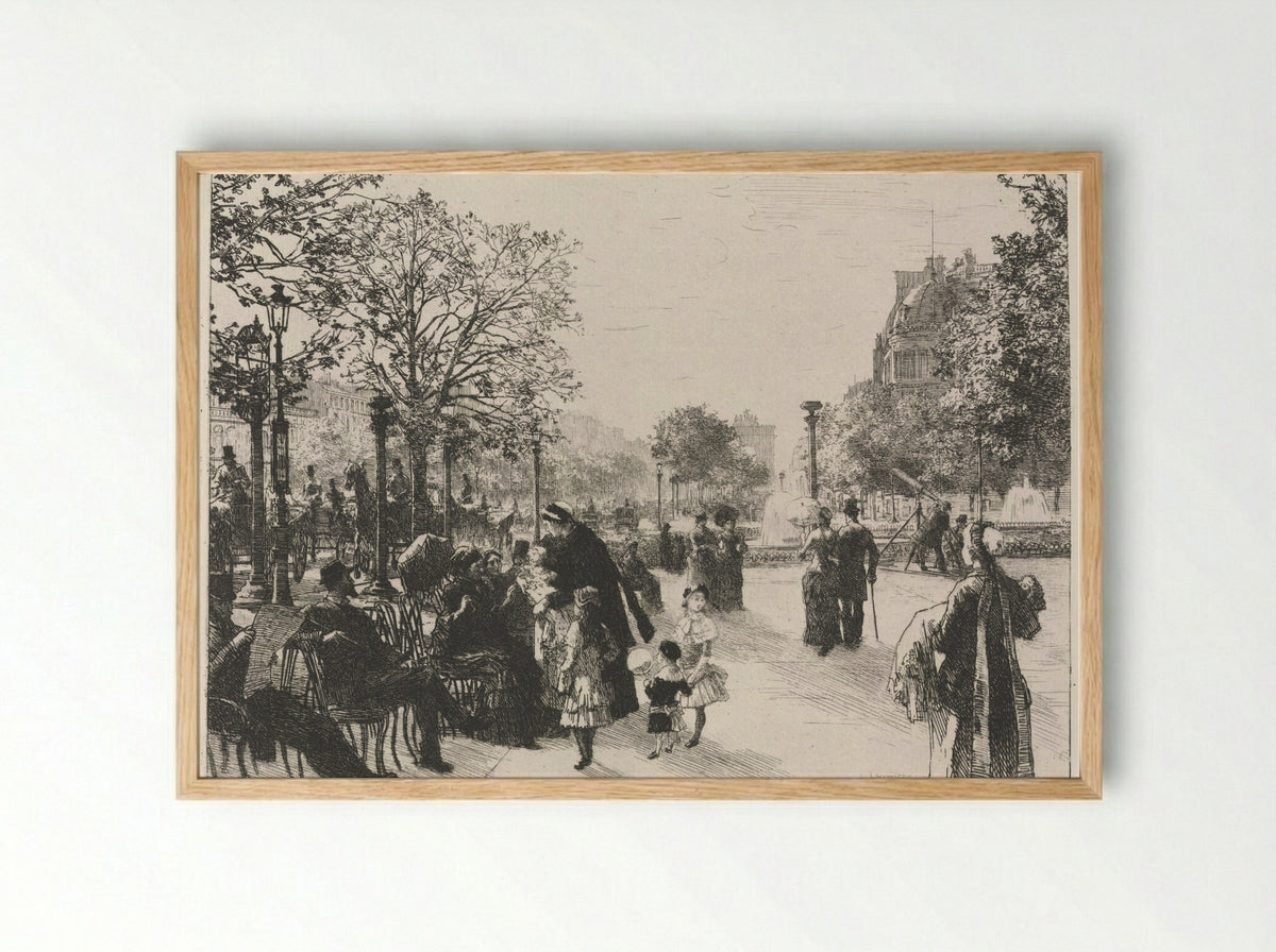 Tuileries Gardens - Léon Augustin Lhermitte - Framed Print Wood