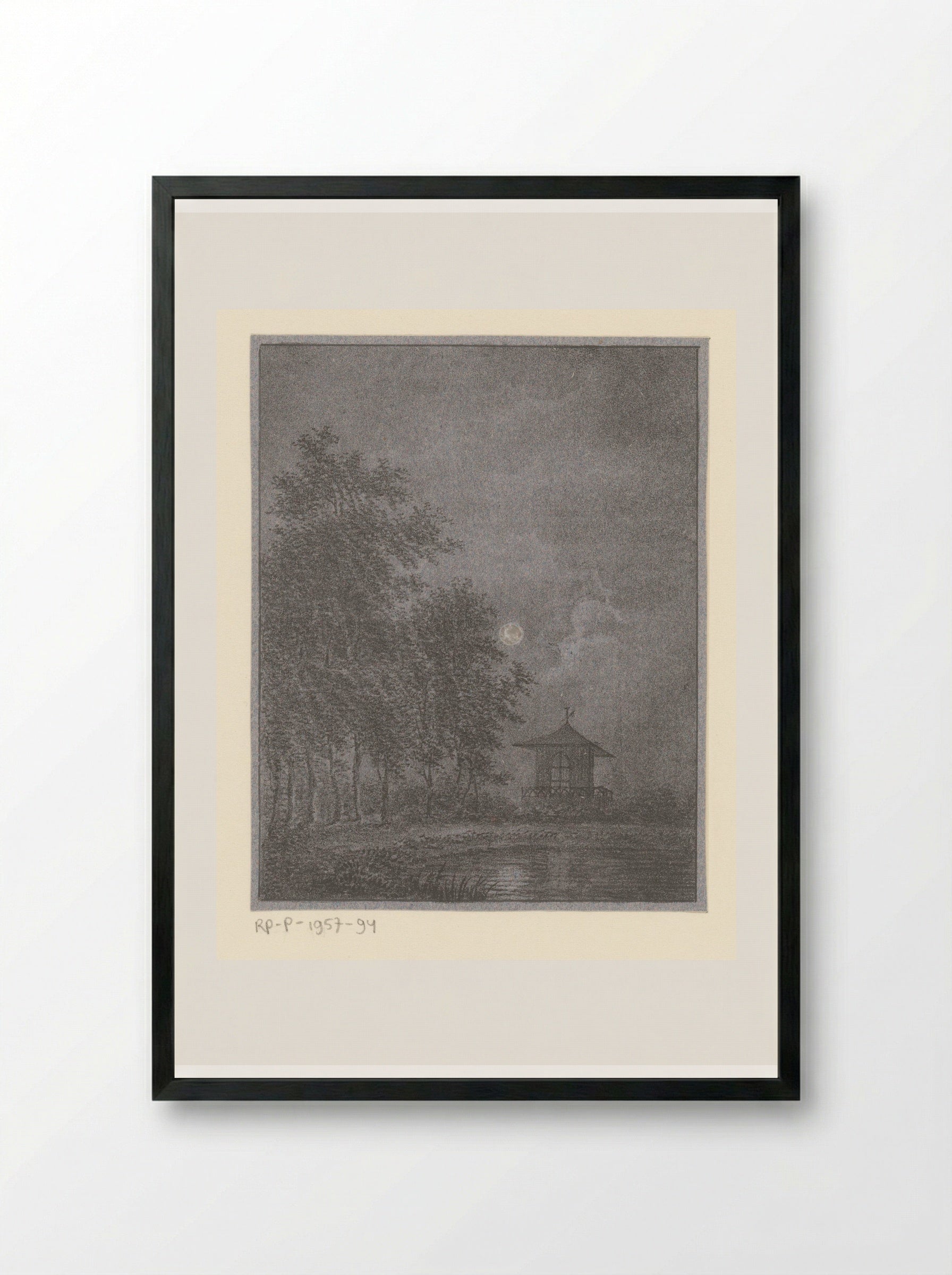 Tuin bij maanlicht - Pieter Bartholomeusz. Barbiers - Framed Print Black
