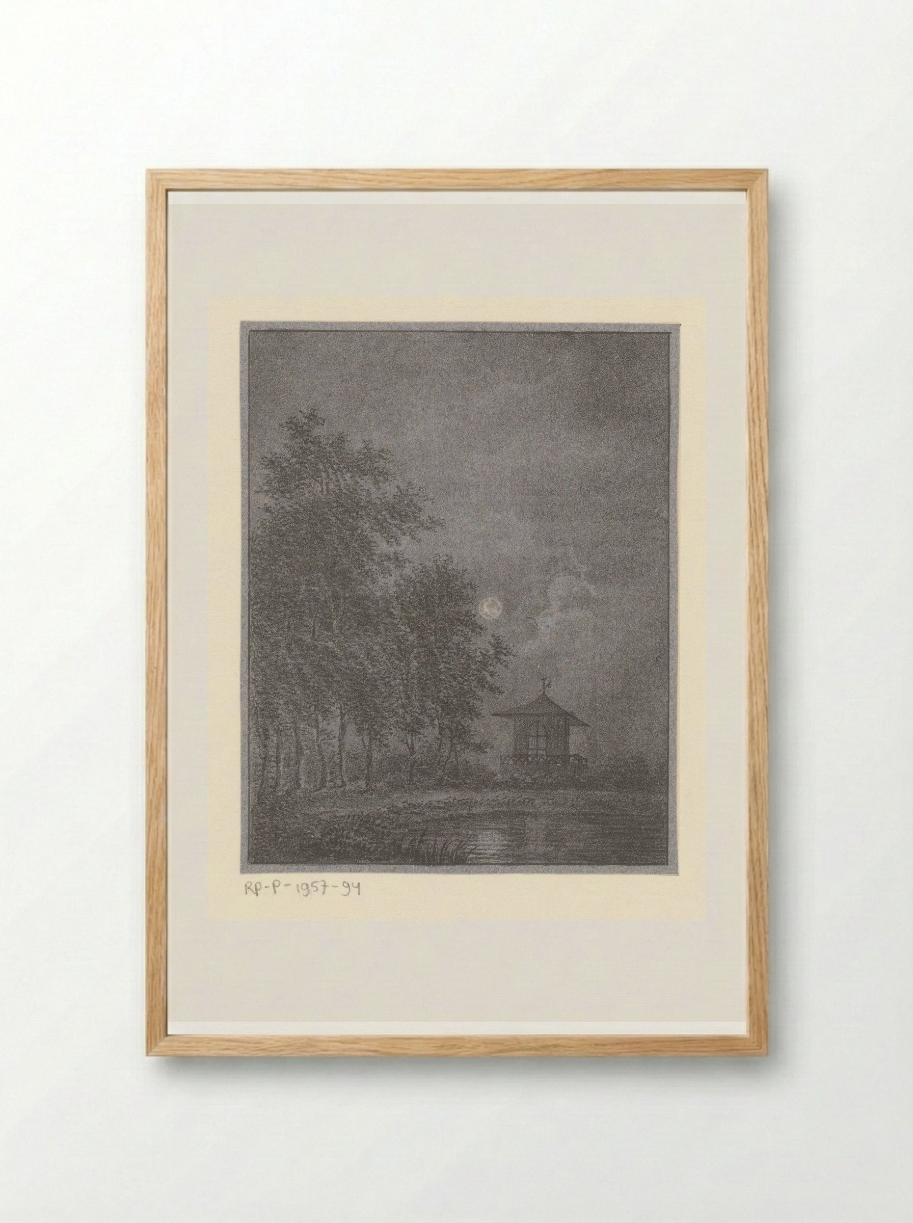 Tuin bij maanlicht - Pieter Bartholomeusz. Barbiers - Framed Print Wood