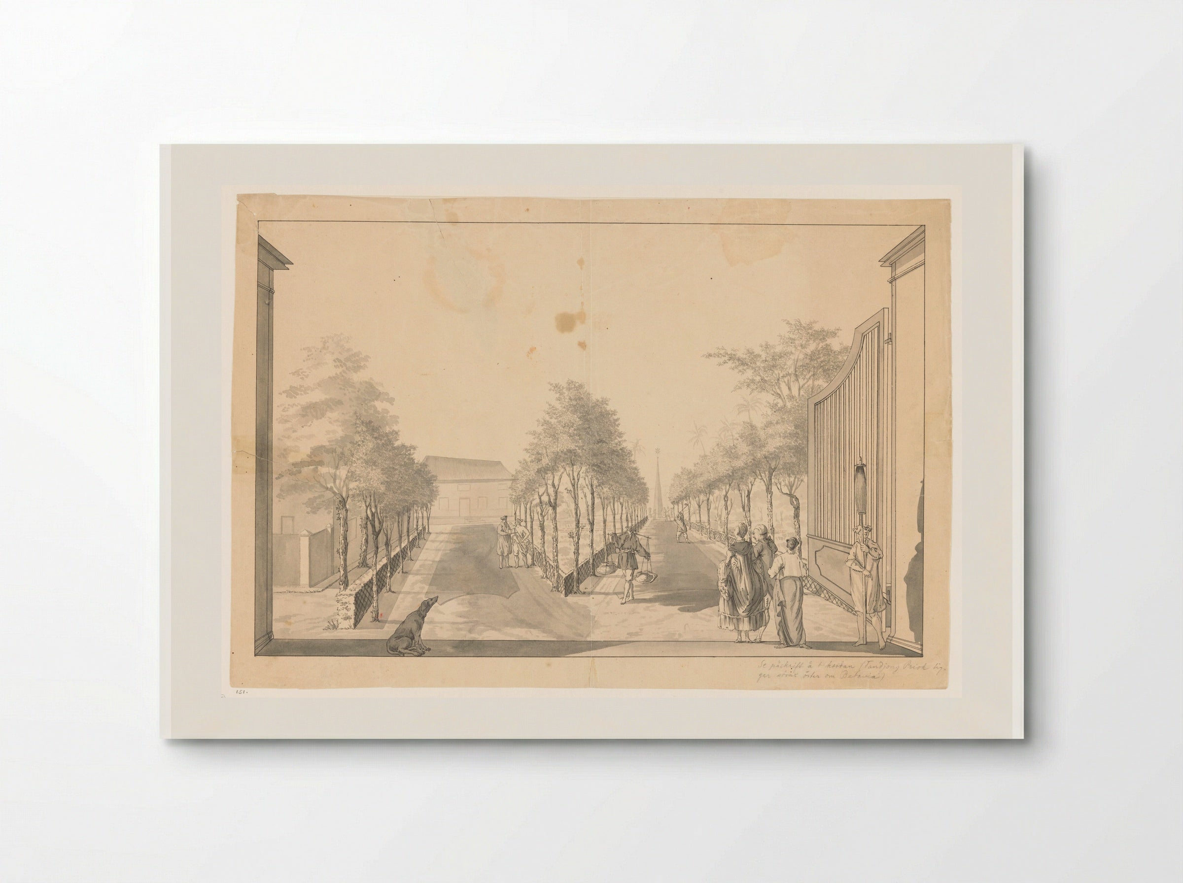 Tuin en oprijlaan van een landhuis bij Tandjong Priok - Jan Brandes - Poster