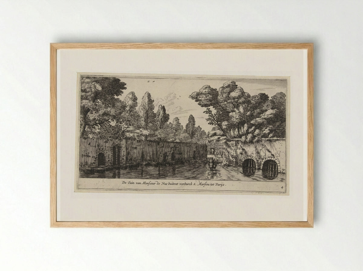 Tuin van Monsieur de Nue buiten de Parijse voorstad Marsiou - Reinier Nooms - Framed Print Wood