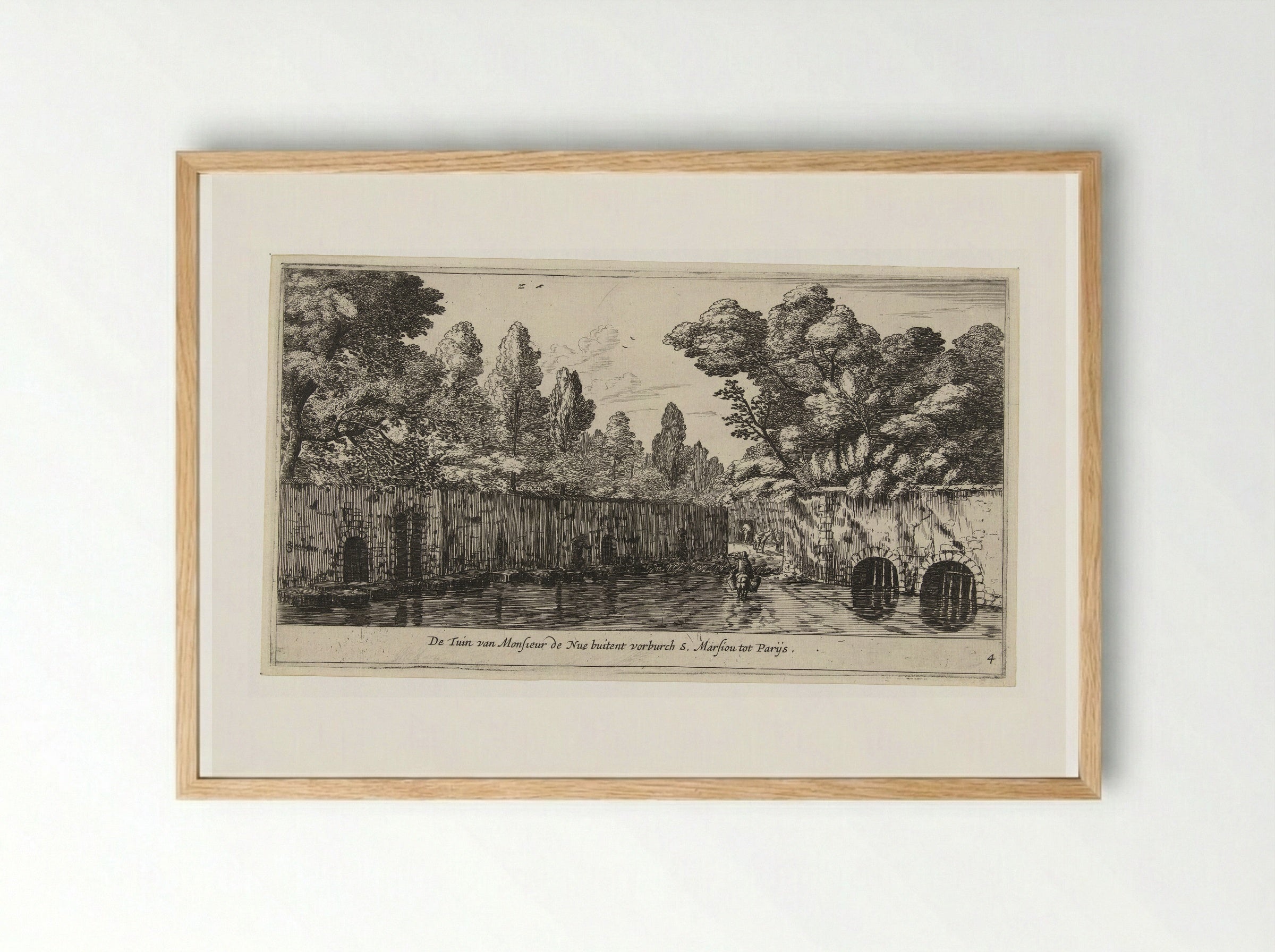 Tuin van Monsieur de Nue buiten de Parijse voorstad Marsiou - Reinier Nooms - Framed Print Wood