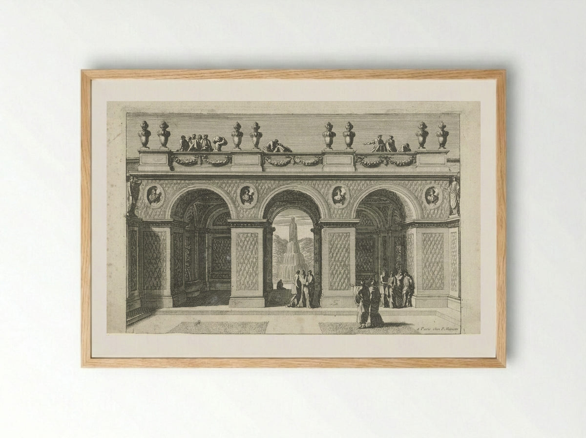 Tuinpaviljoen met drie bogen - Jean Lepautre - Framed Print Wood