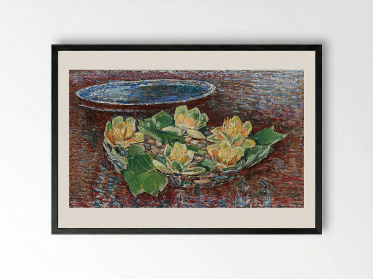 Tulip Tree Flowers - Childe Hassam - Framed Print Black