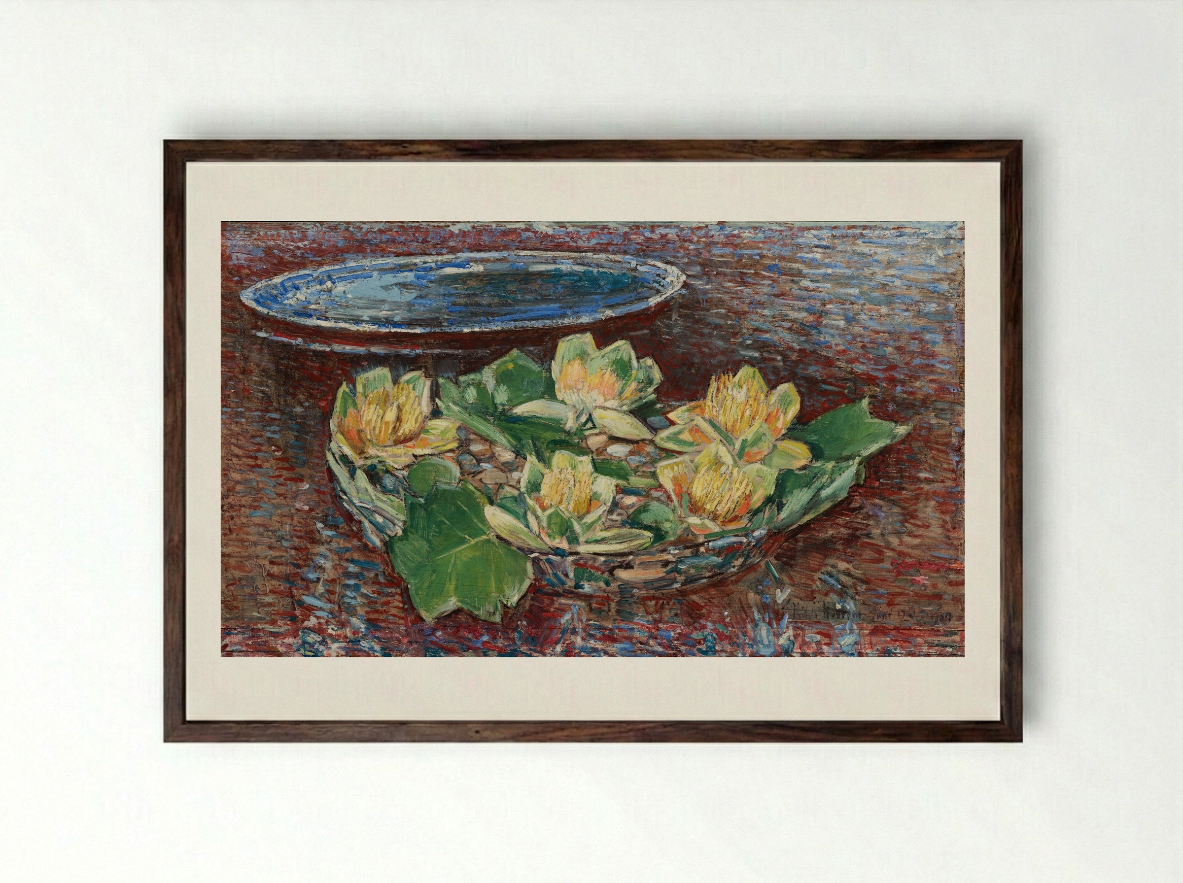 Tulip Tree Flowers - Childe Hassam - Framed Print Dark Wood