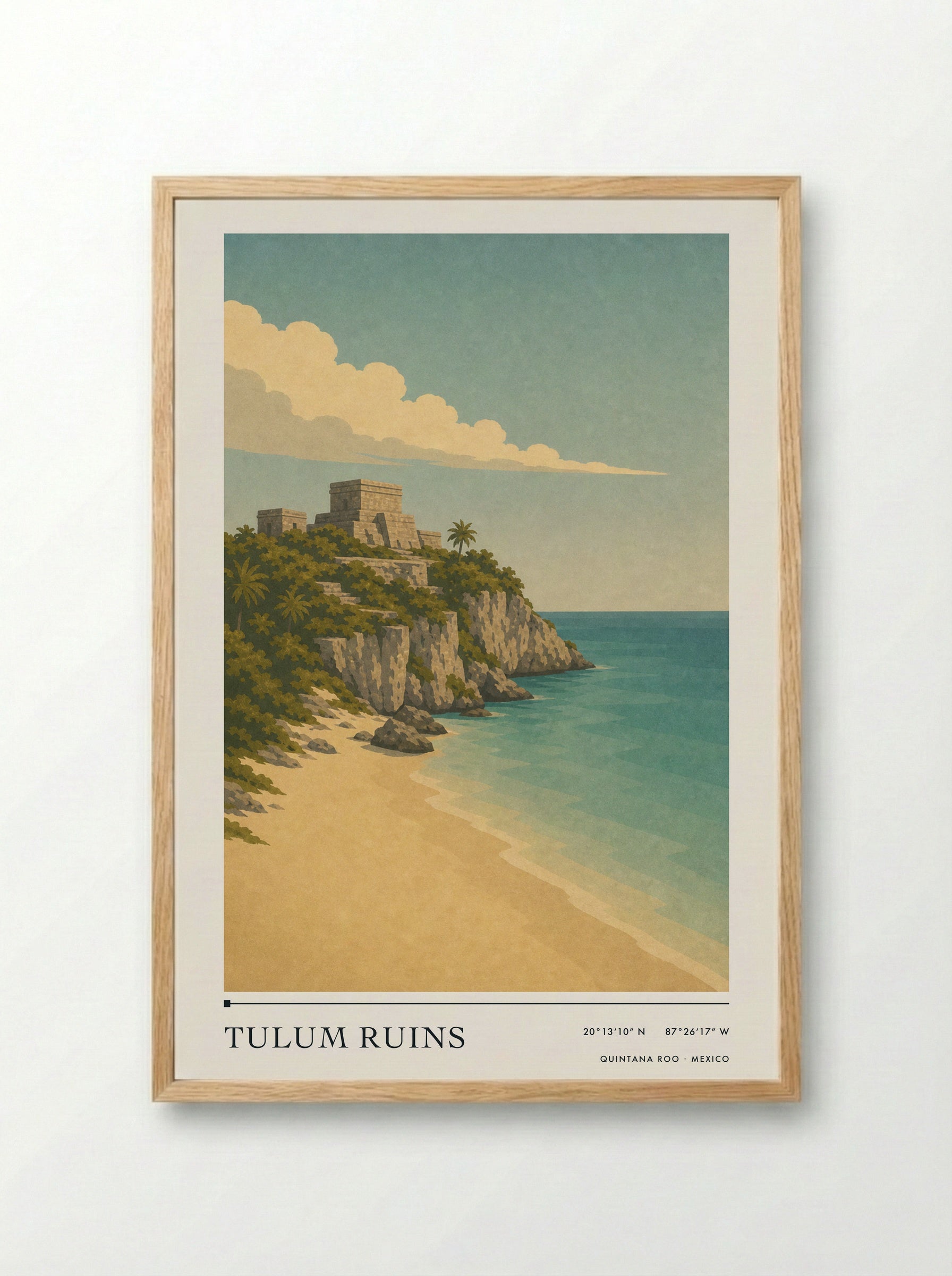 Tulum Ruins Travel Poster Artwork - Framed Print Wood