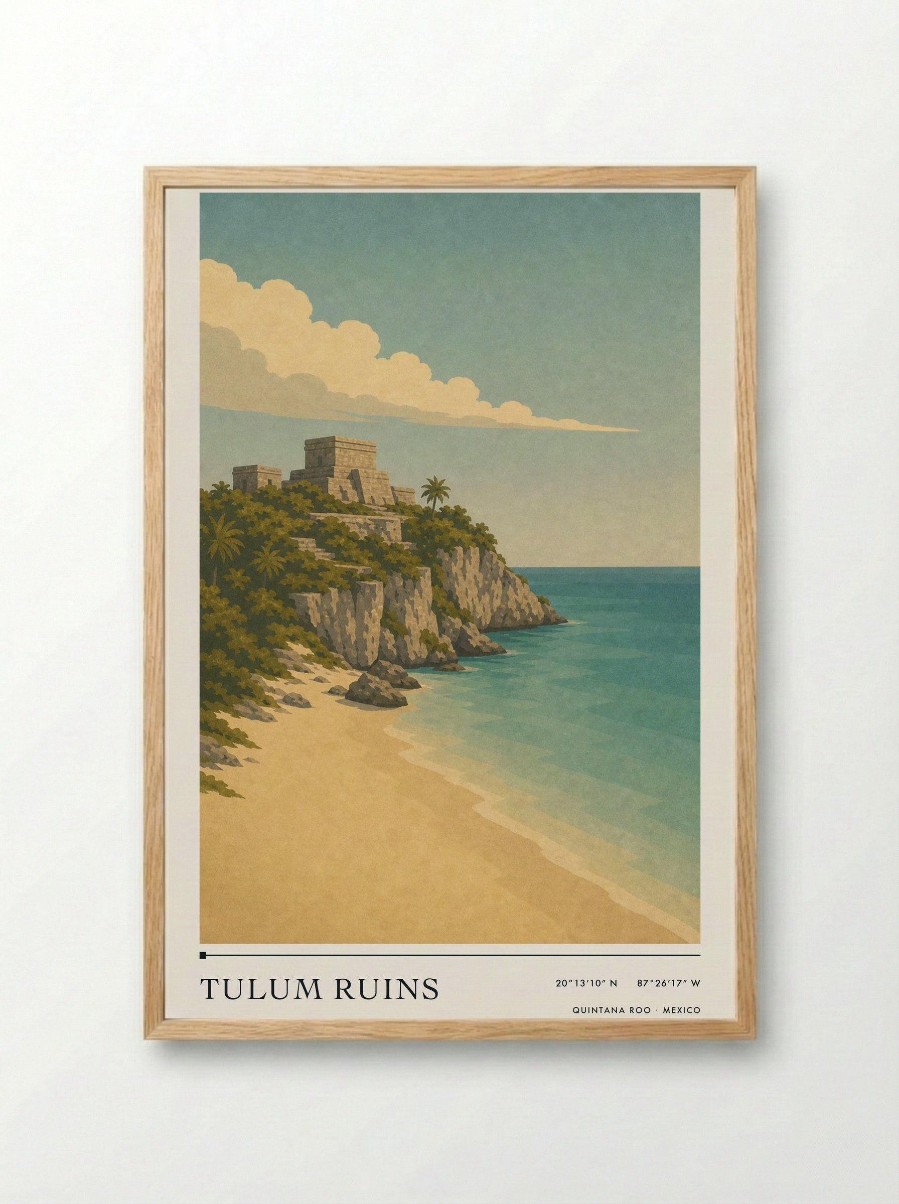 Tulum Ruins Travel Poster Artwork - Framed Print Wood