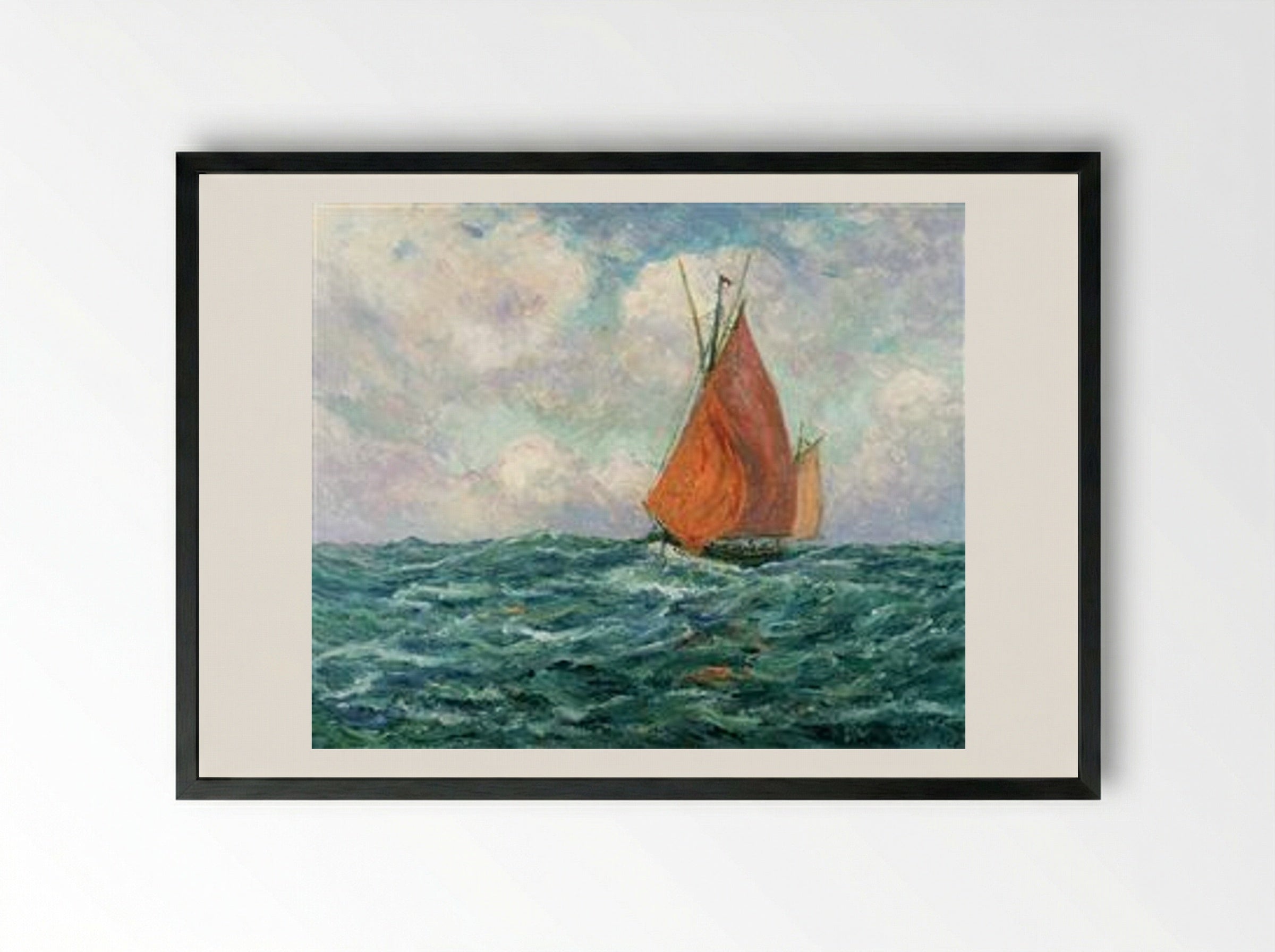 Tuna Boat at Sea - Maxime Maufra - Framed Print Black