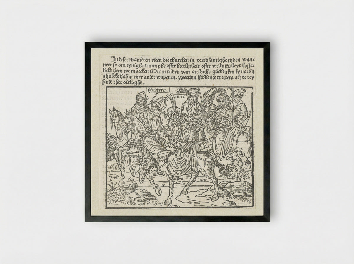 Turken te paard - Erhard Reuwich - Framed Print Black