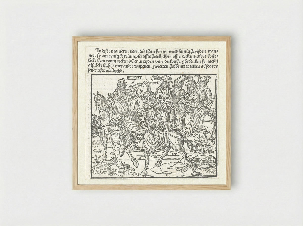 Turken te paard - Erhard Reuwich - Framed Print Wood