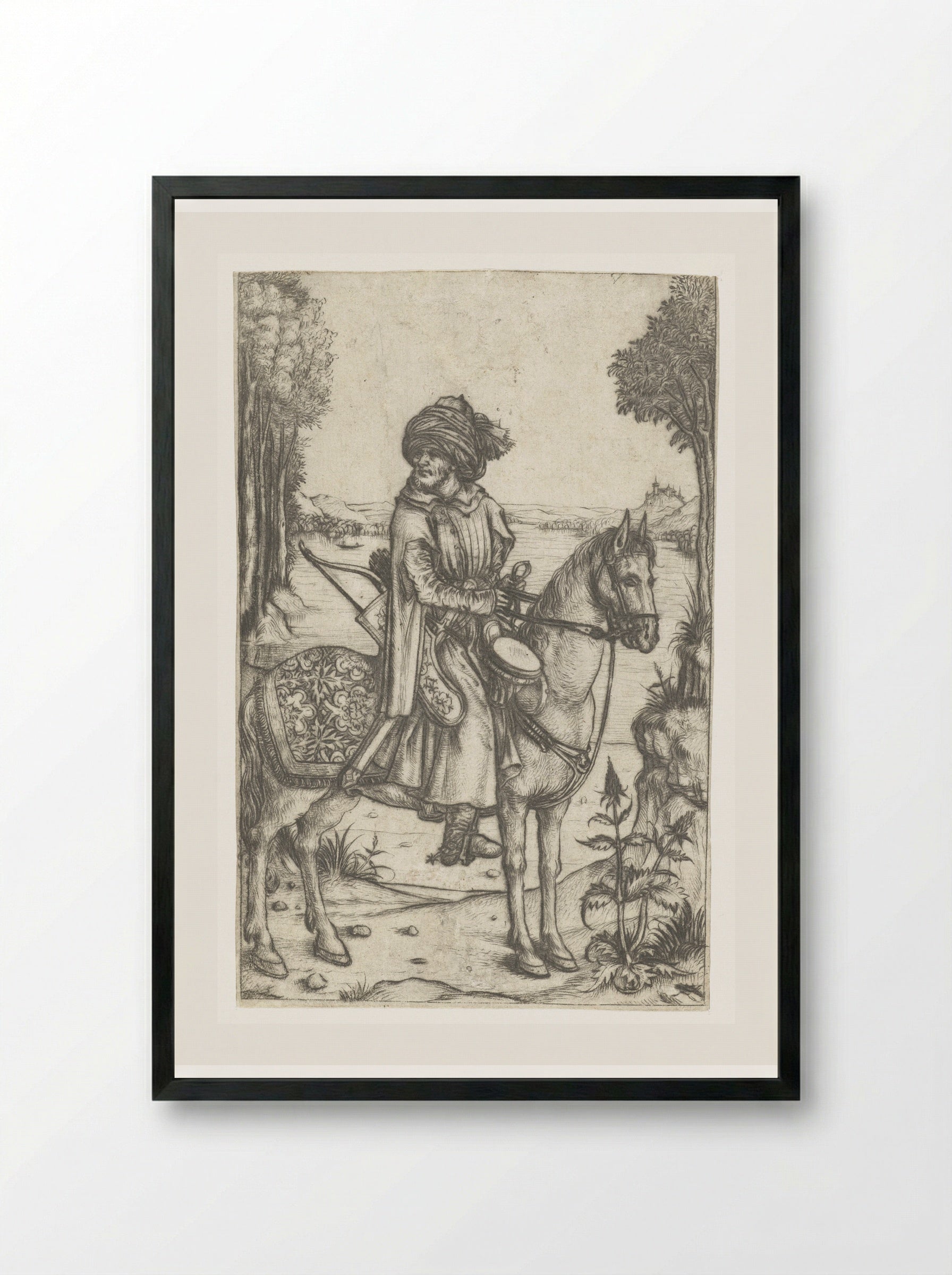 Turkish Rider - Master of the Amsterdam Cabinet - Framed Print Black