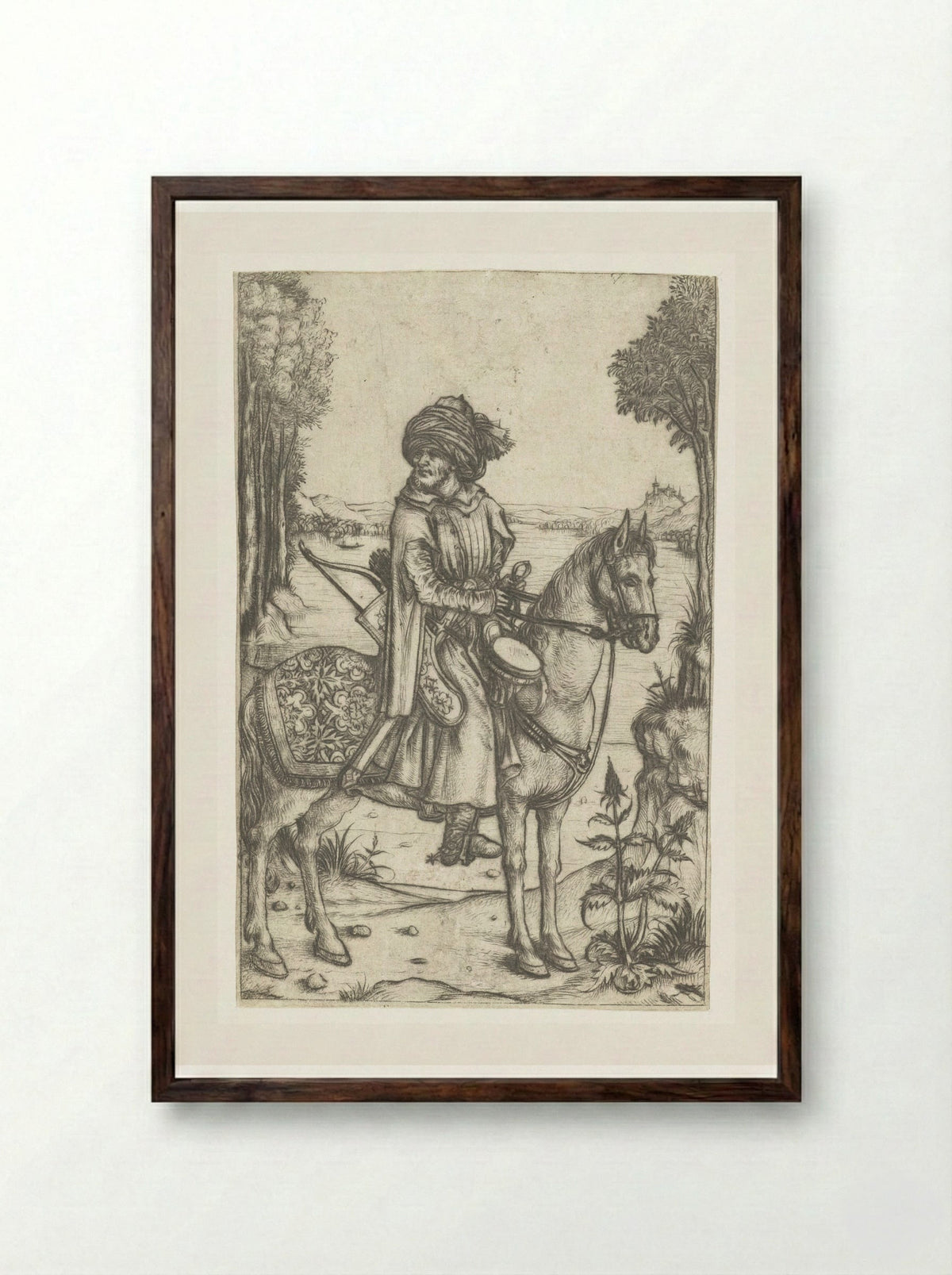 Turkish Rider - Master of the Amsterdam Cabinet - Framed Print Dark Wood