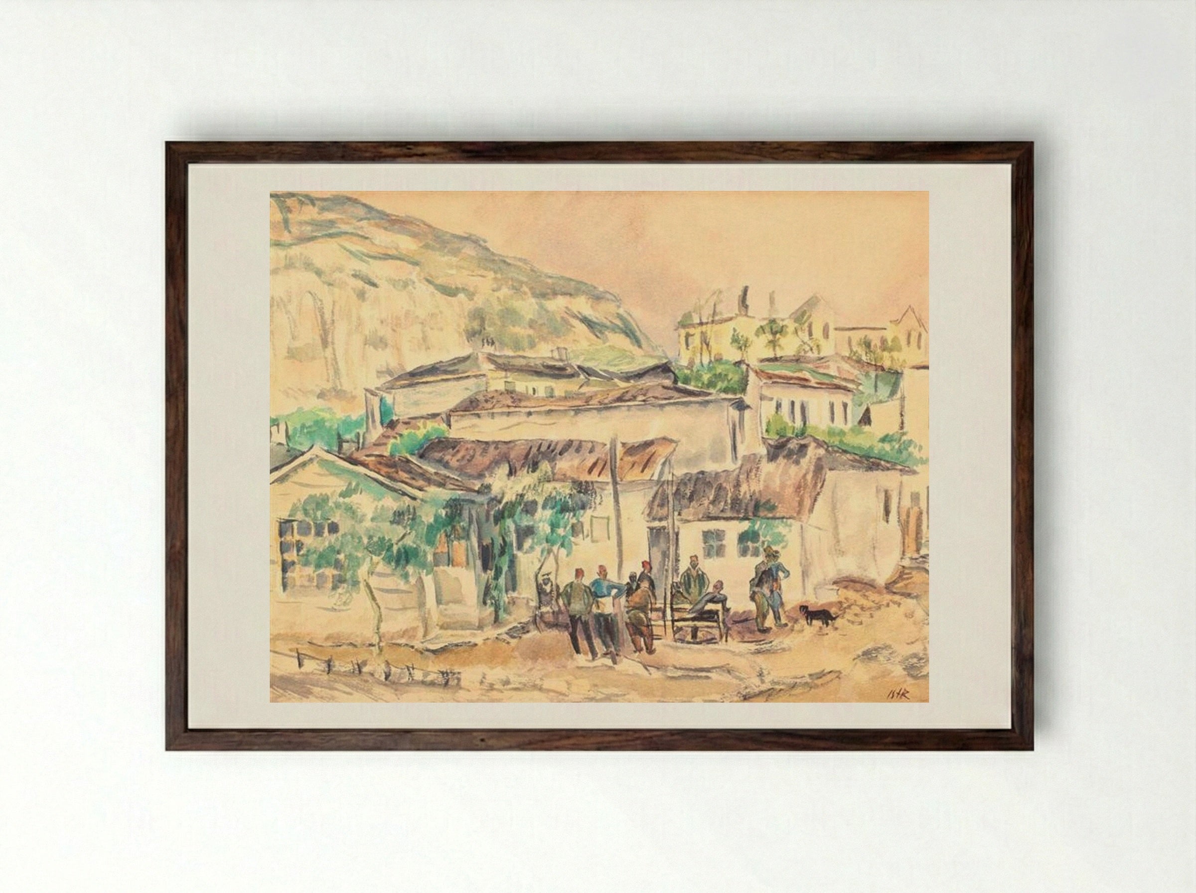 Turks at the Cafe - Iosif Iser - Framed Print Dark Wood