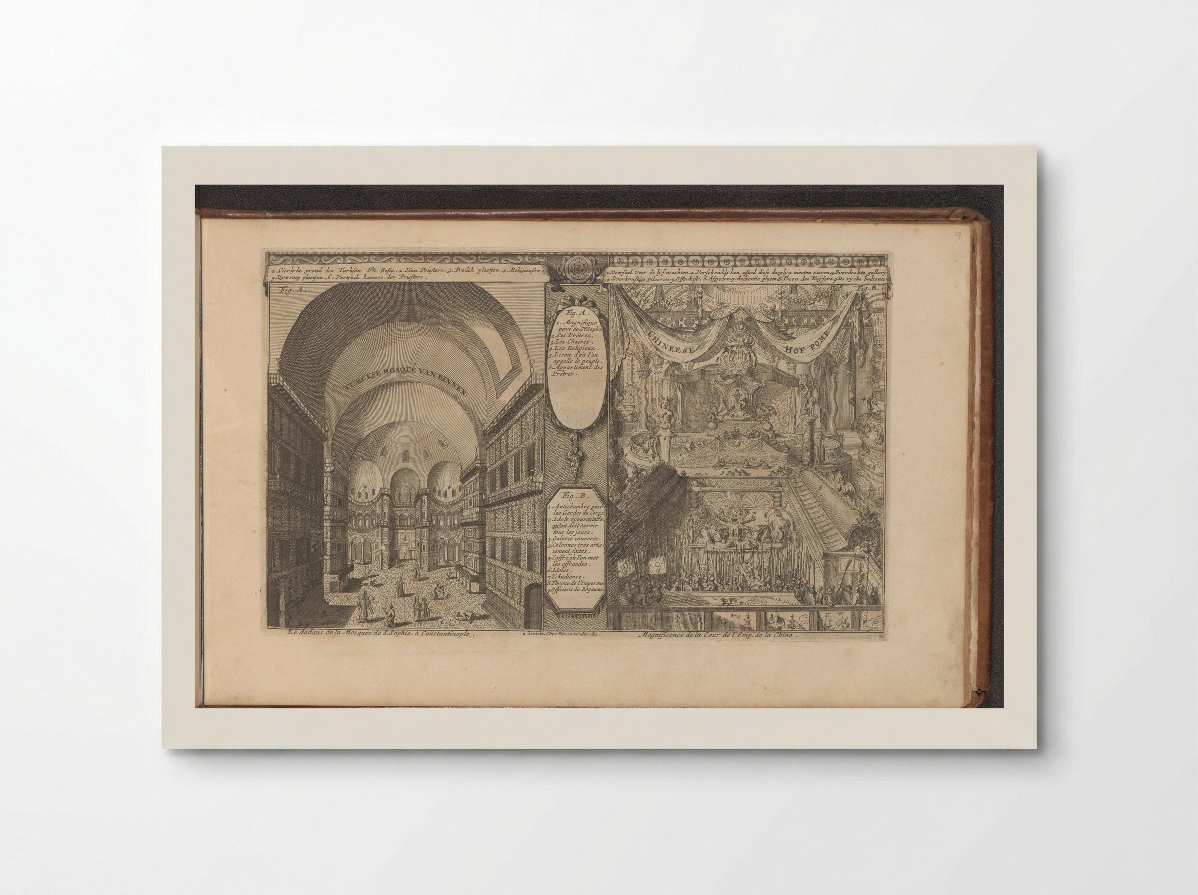 Turkse moskee in Constantinopel; Keizerlijk hof in China - Romeyn de Hooghe - Poster