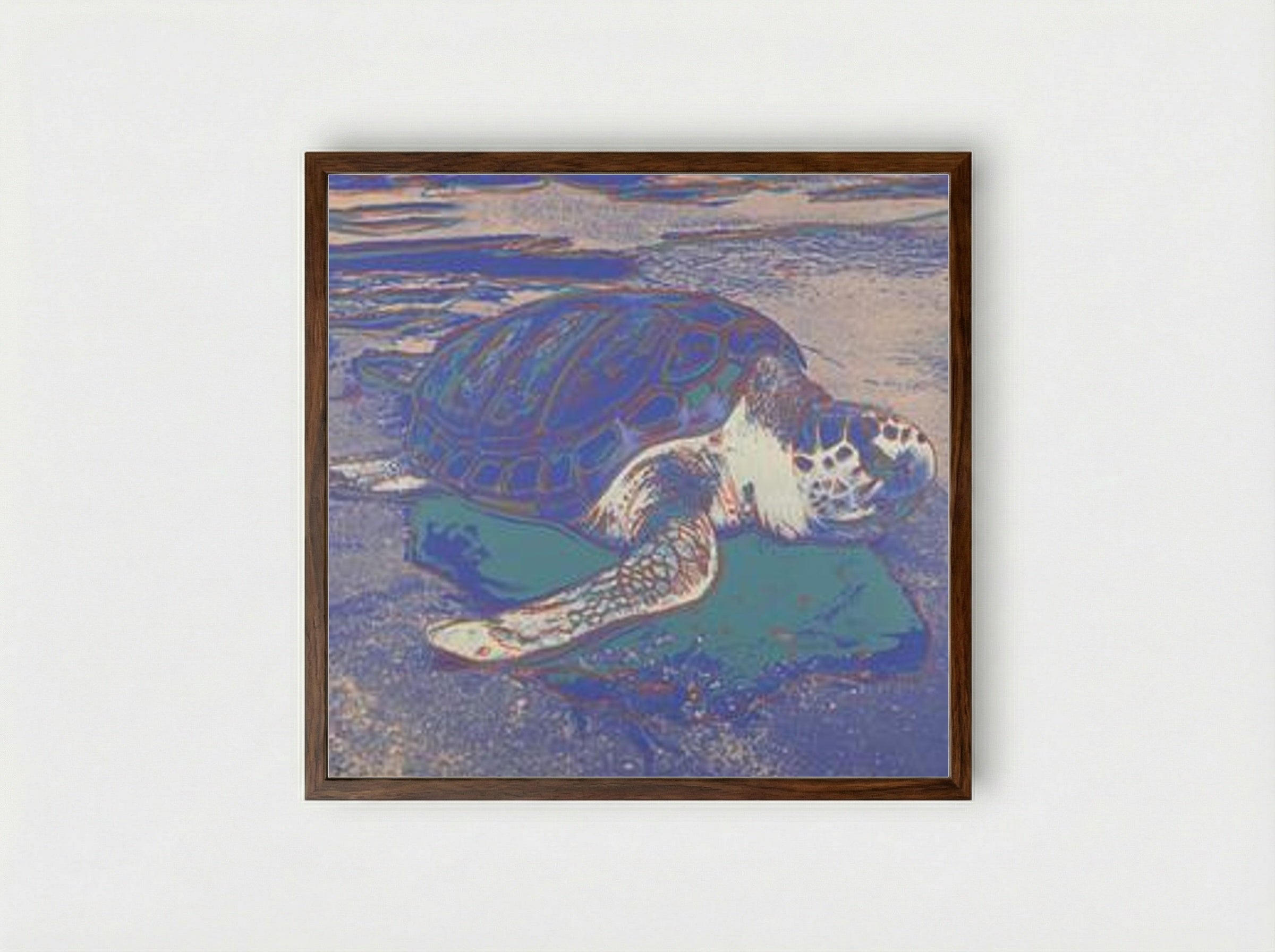 Turtle - Andy Warhol - Framed Print Dark Wood
