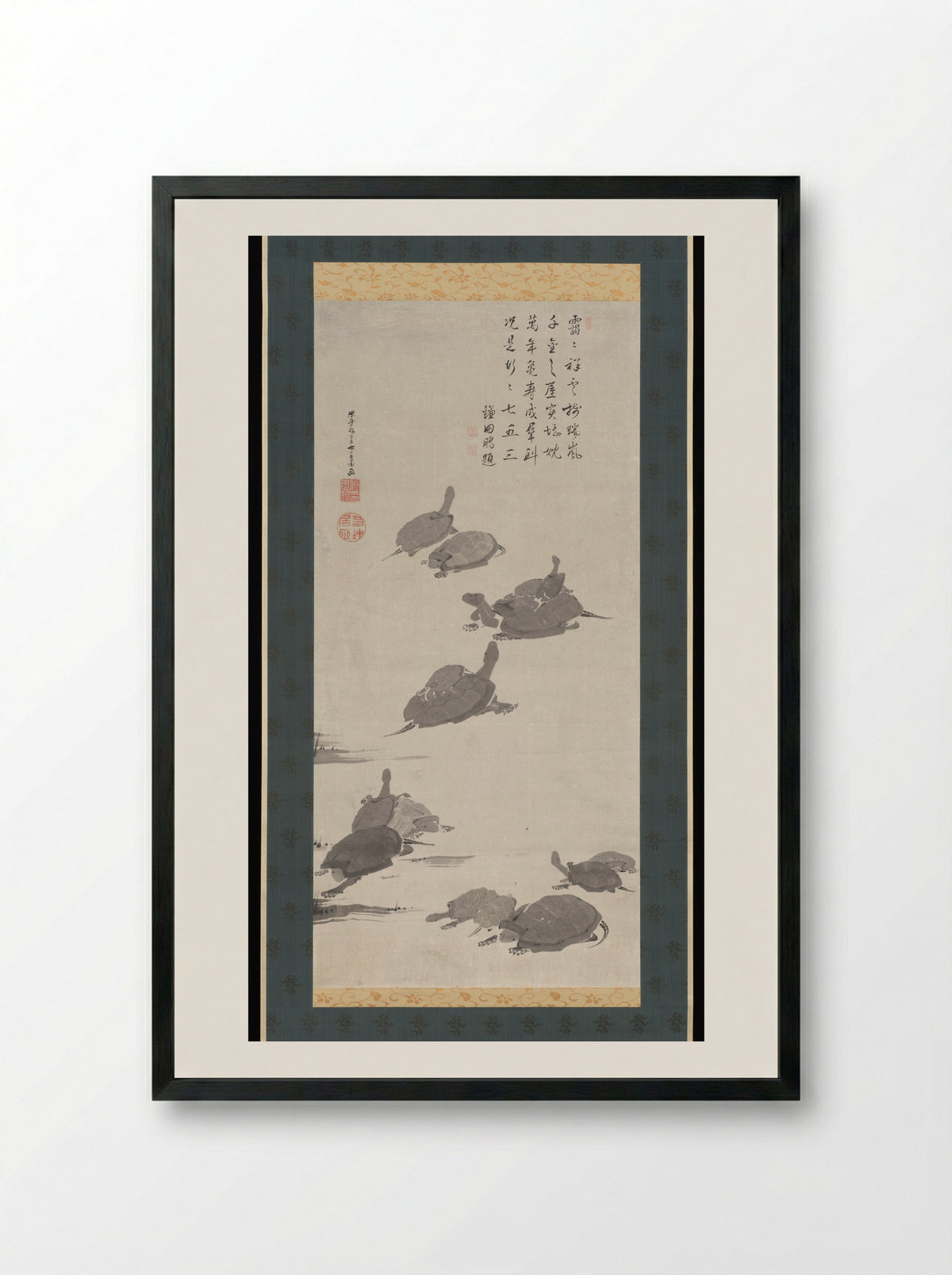 Turtles - Itō Jakuchū - Framed Print Black