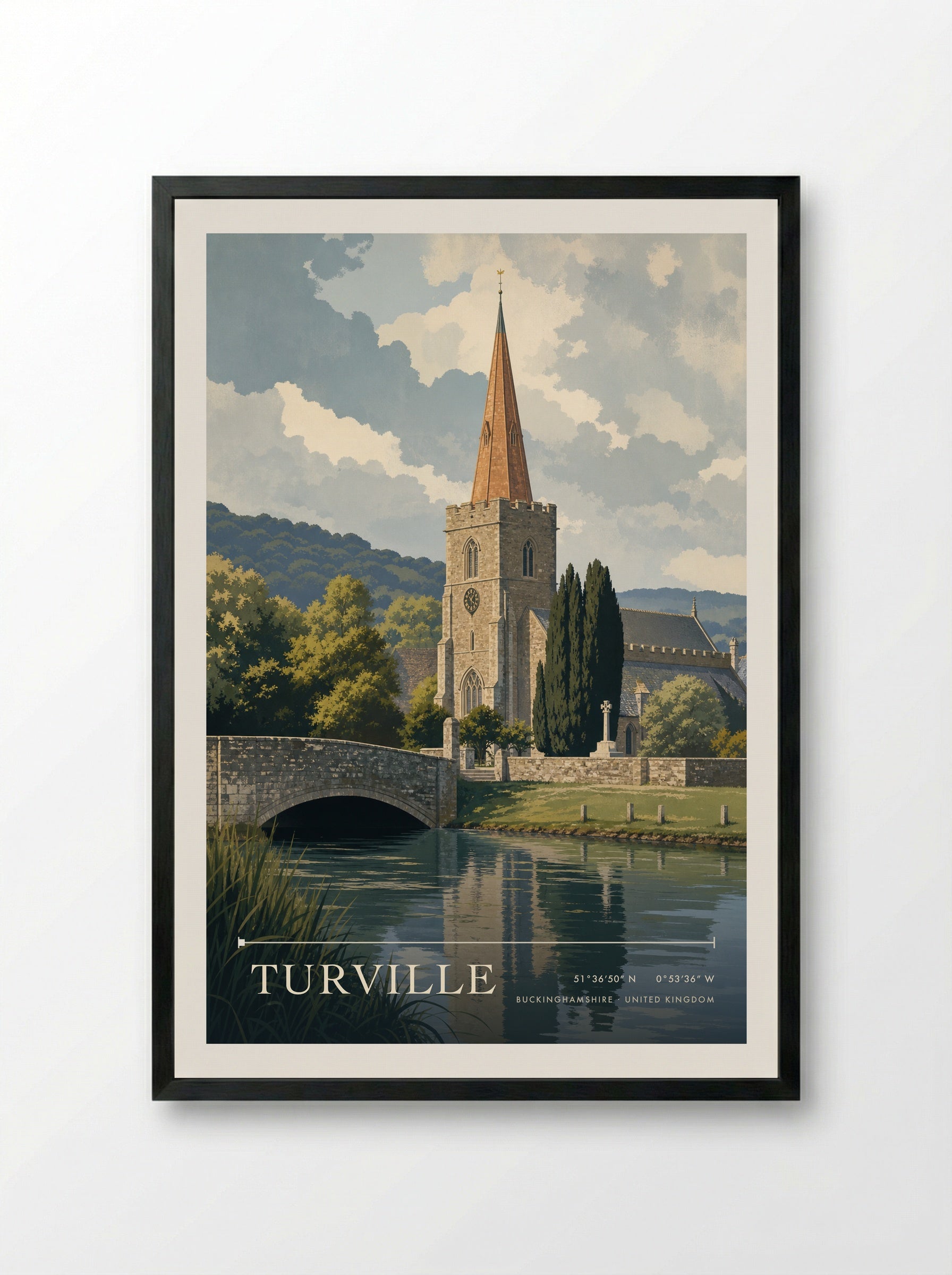 Turville Buckinghamshire United Kingdom Travel Poster - Framed Print Black