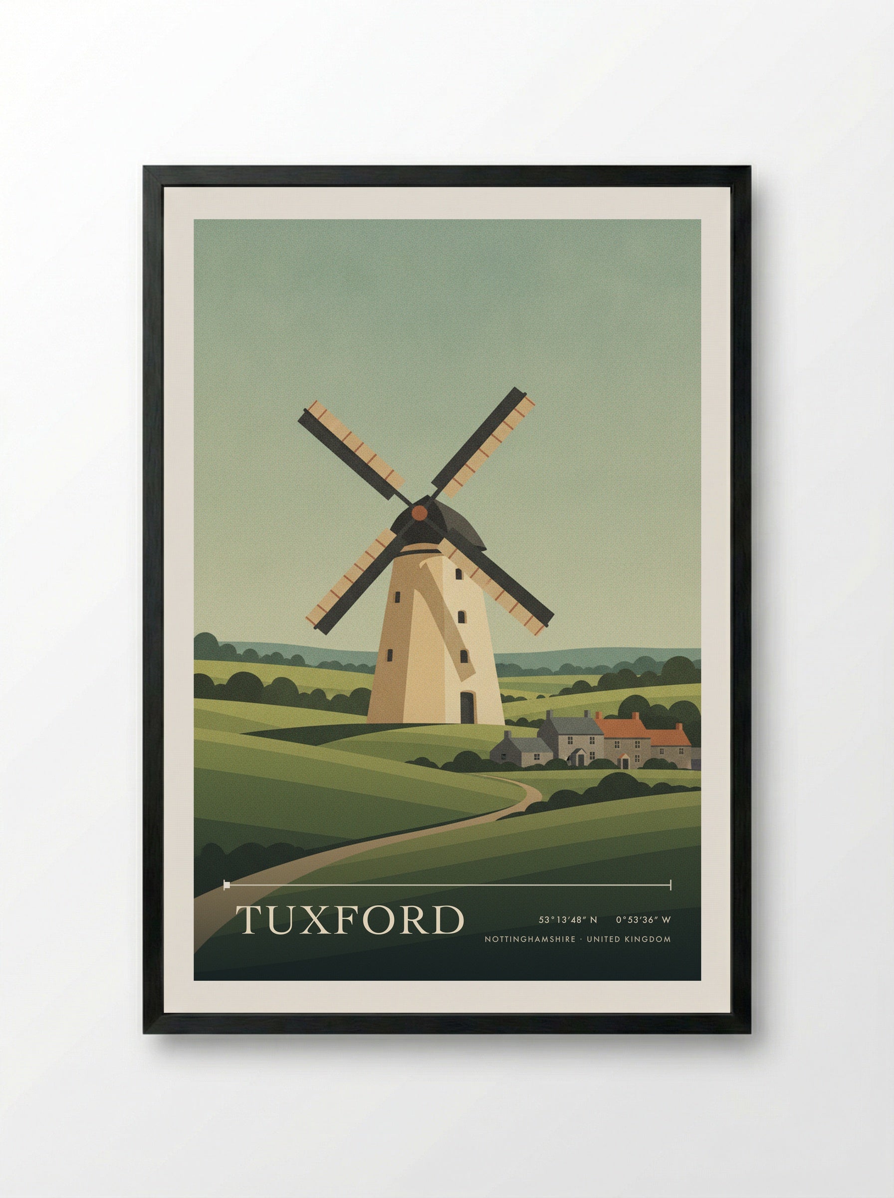 Tuxford Nottinghamshire United Kingdom Travel Poster - Framed Print Black