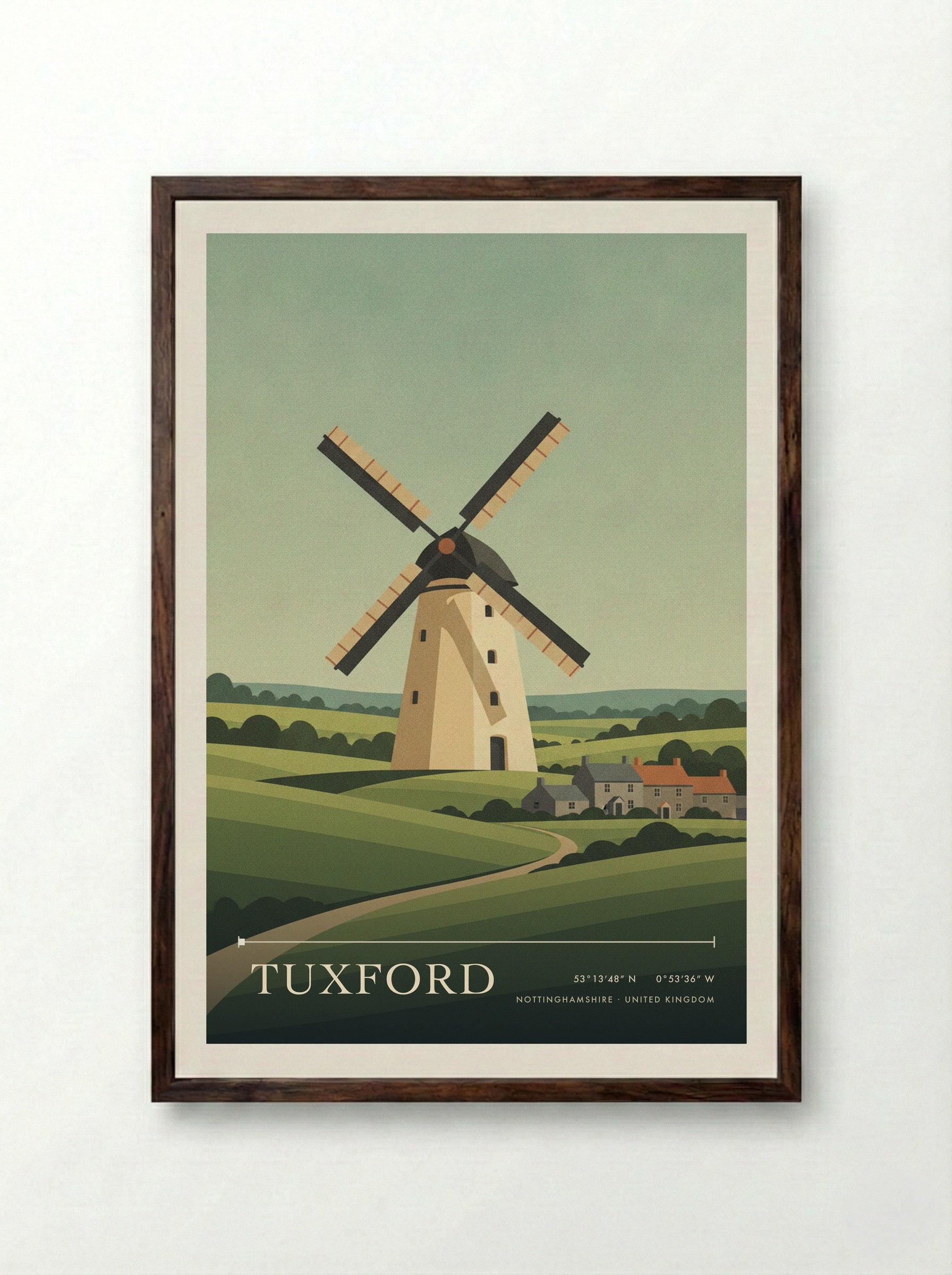 Tuxford Nottinghamshire United Kingdom Travel Poster - Framed Print Dark Wood