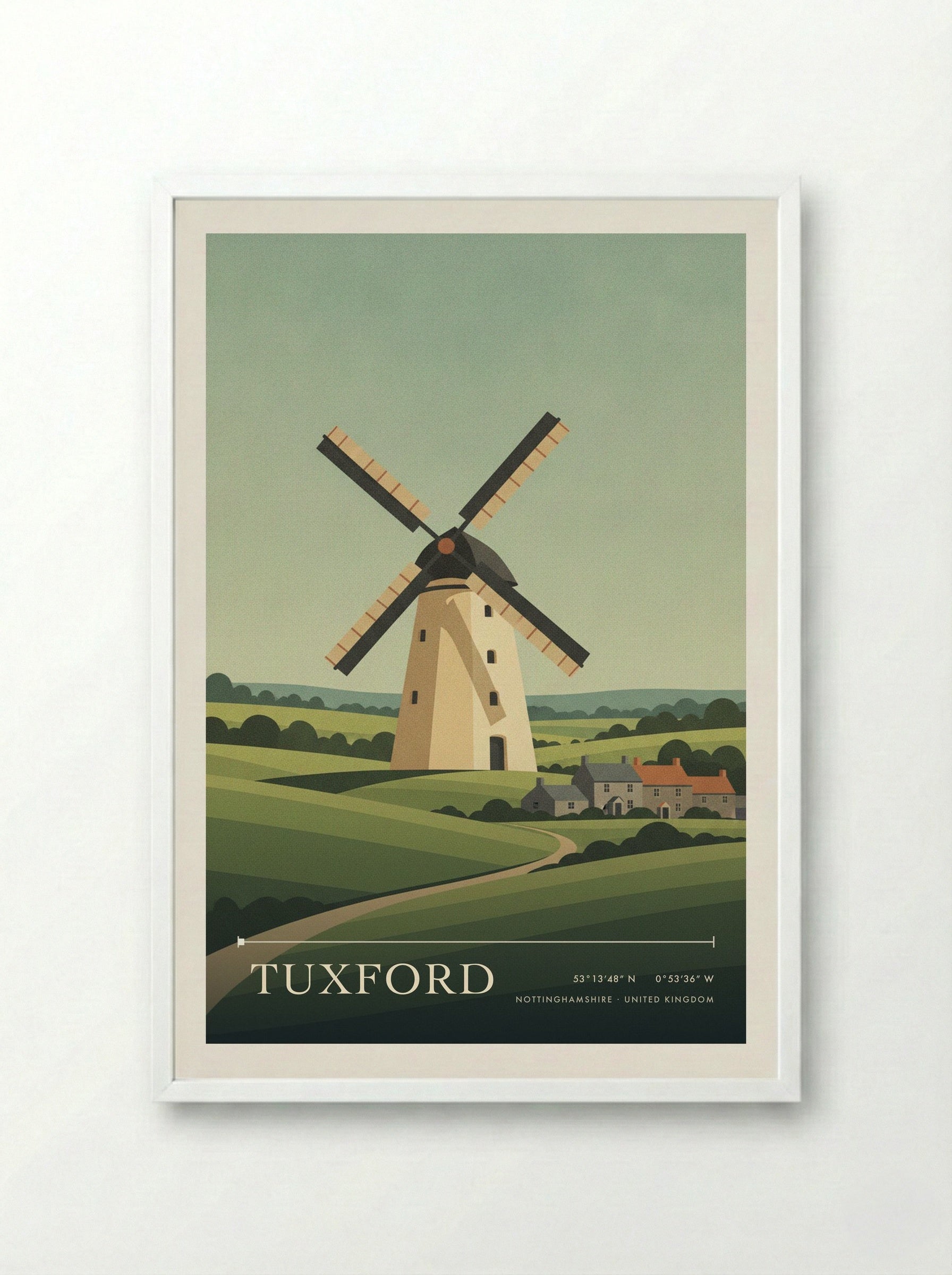 Tuxford Nottinghamshire United Kingdom Travel Poster - Framed Print White
