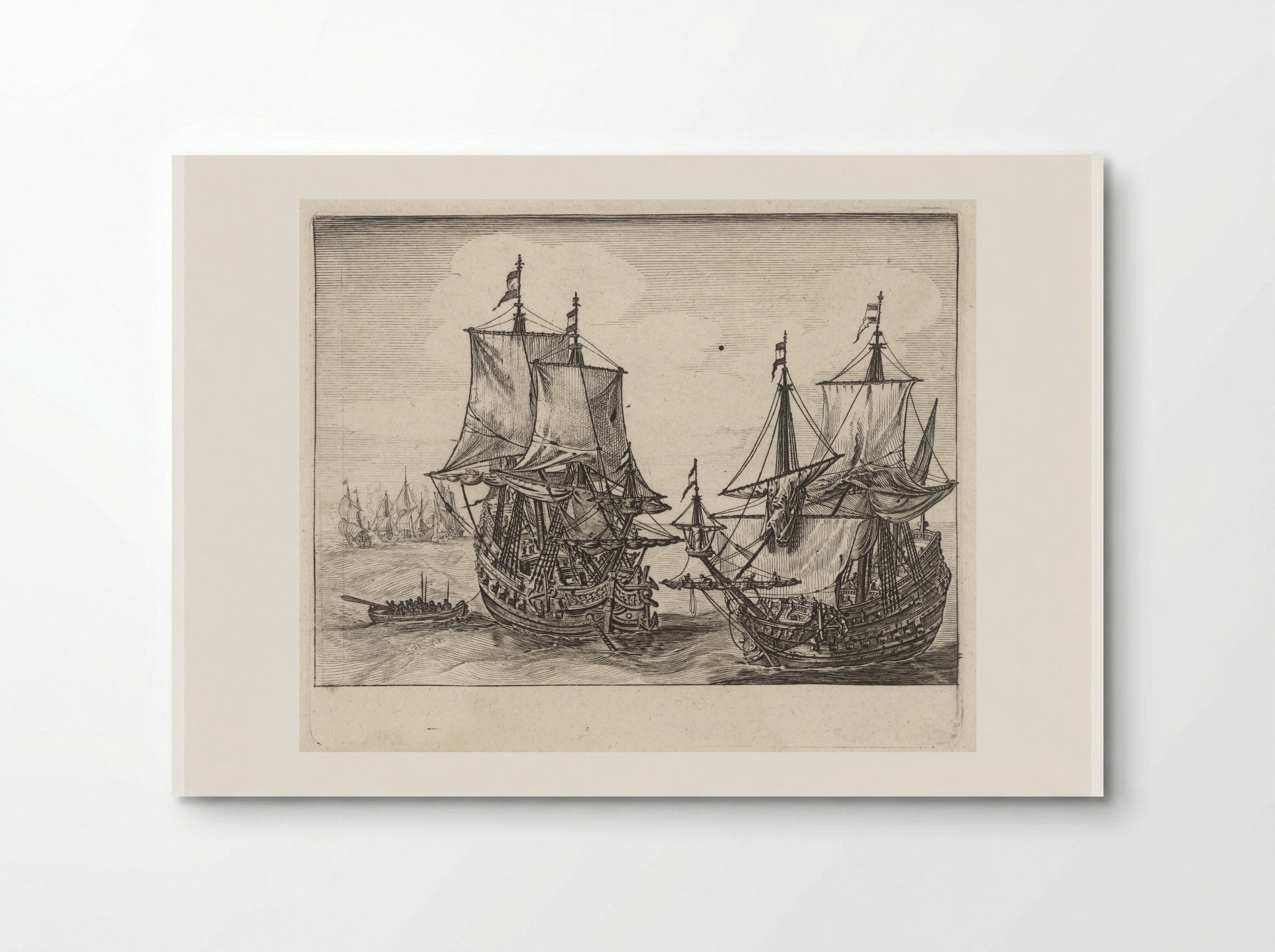 Twee Nederlandse oorlogsschepen voor anker - Salomon Savery - Poster