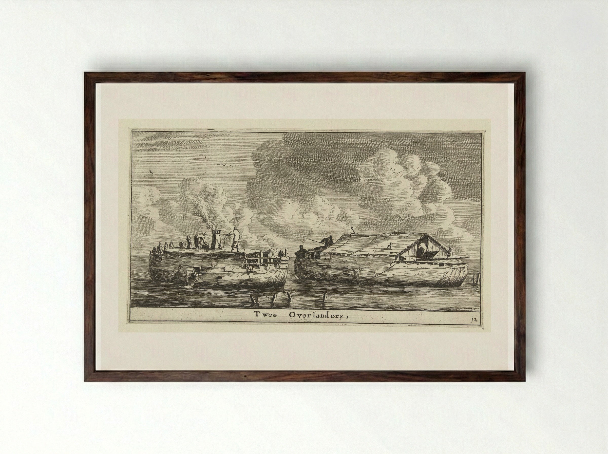 Twee Overlanders - Reinier Nooms - Framed Print Dark Wood