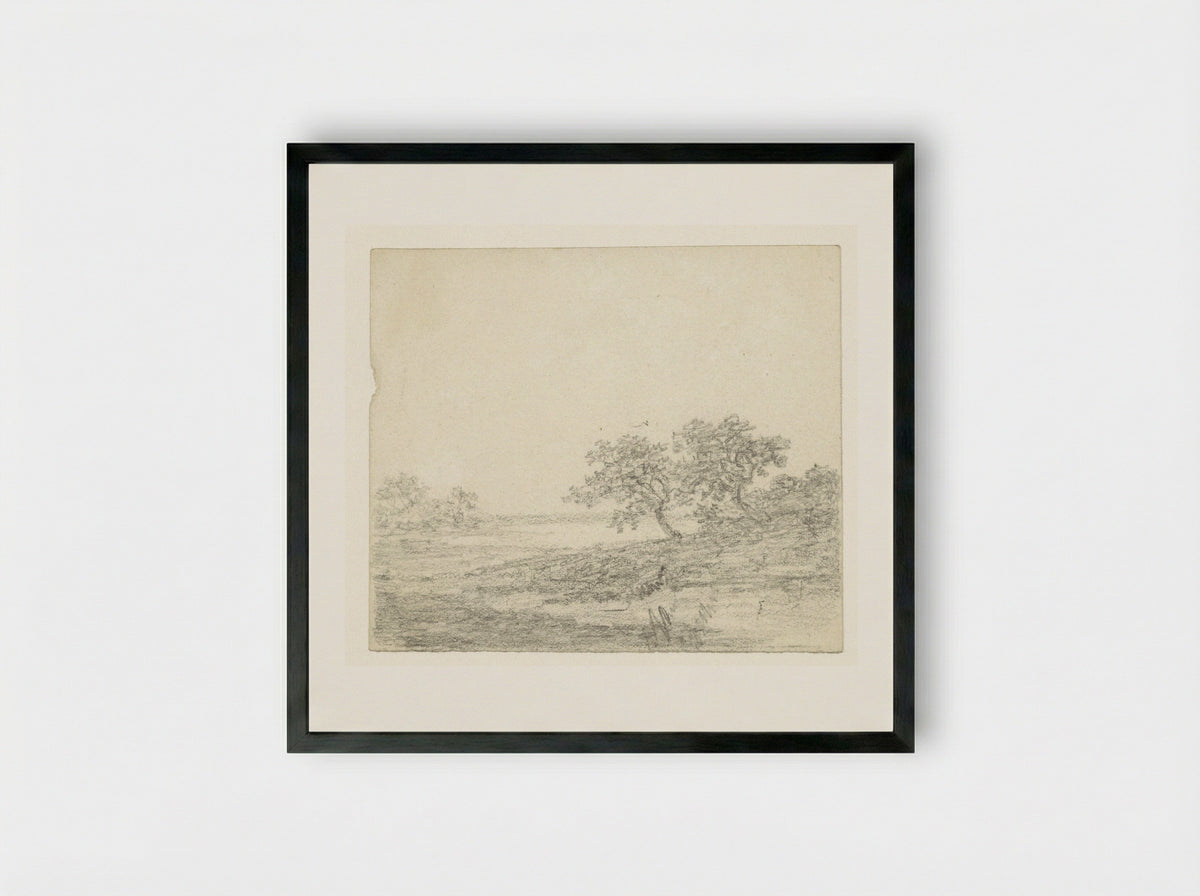 Twee bomen op een helling - Georges Michel - Framed Print Black