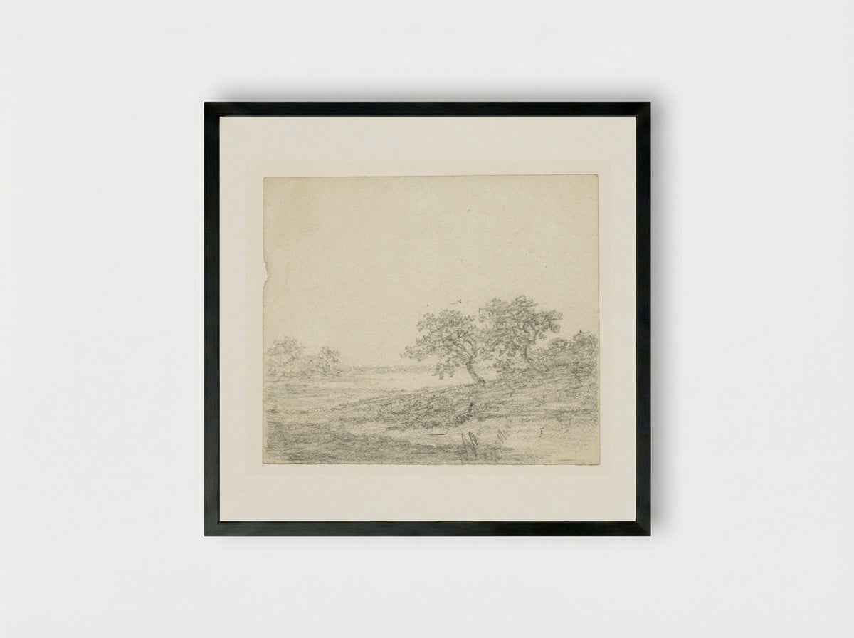 Twee bomen op een helling - Georges Michel - Framed Print Black
