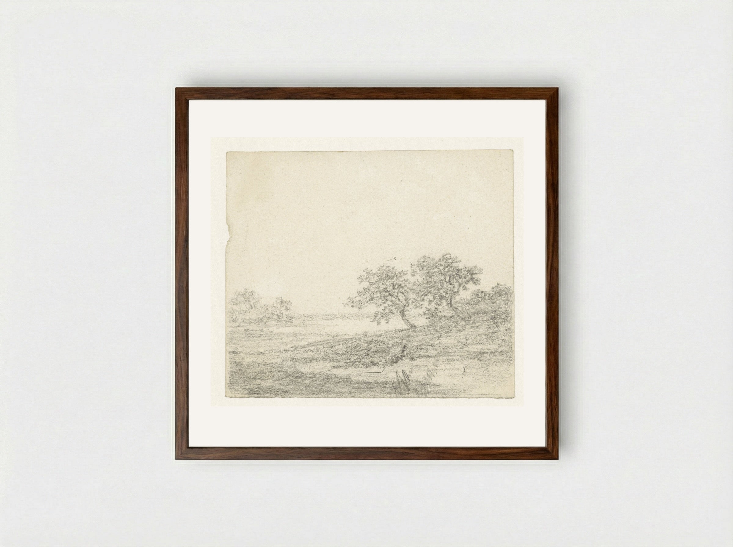 Twee bomen op een helling - Georges Michel - Framed Print Dark Wood