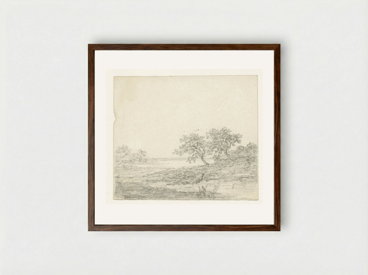 Twee bomen op een helling - Georges Michel - Framed Print Dark Wood