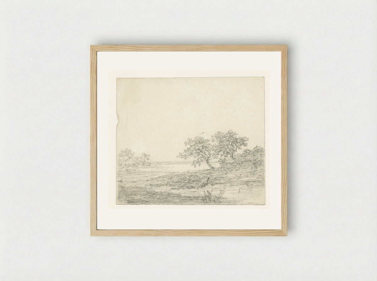 Twee bomen op een helling - Georges Michel - Framed Print Wood