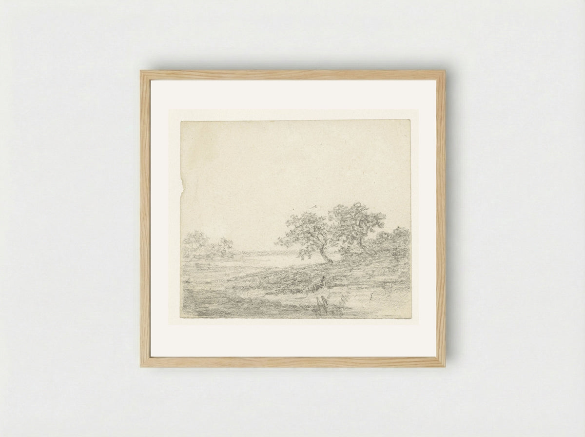Twee bomen op een helling - Georges Michel - Framed Print Wood