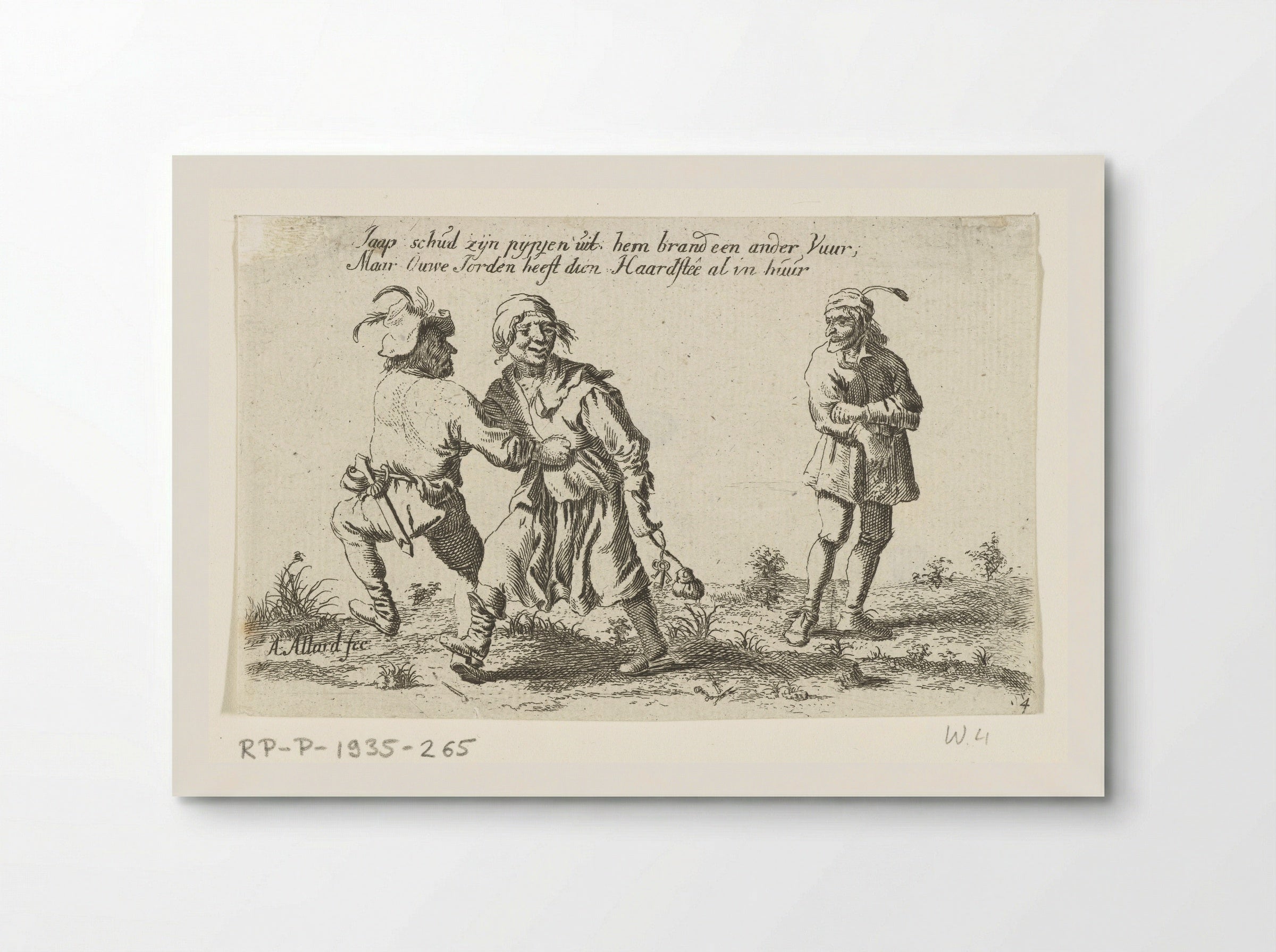 Twee dansende boeren en één die toekijkt - Carel Allard - Poster