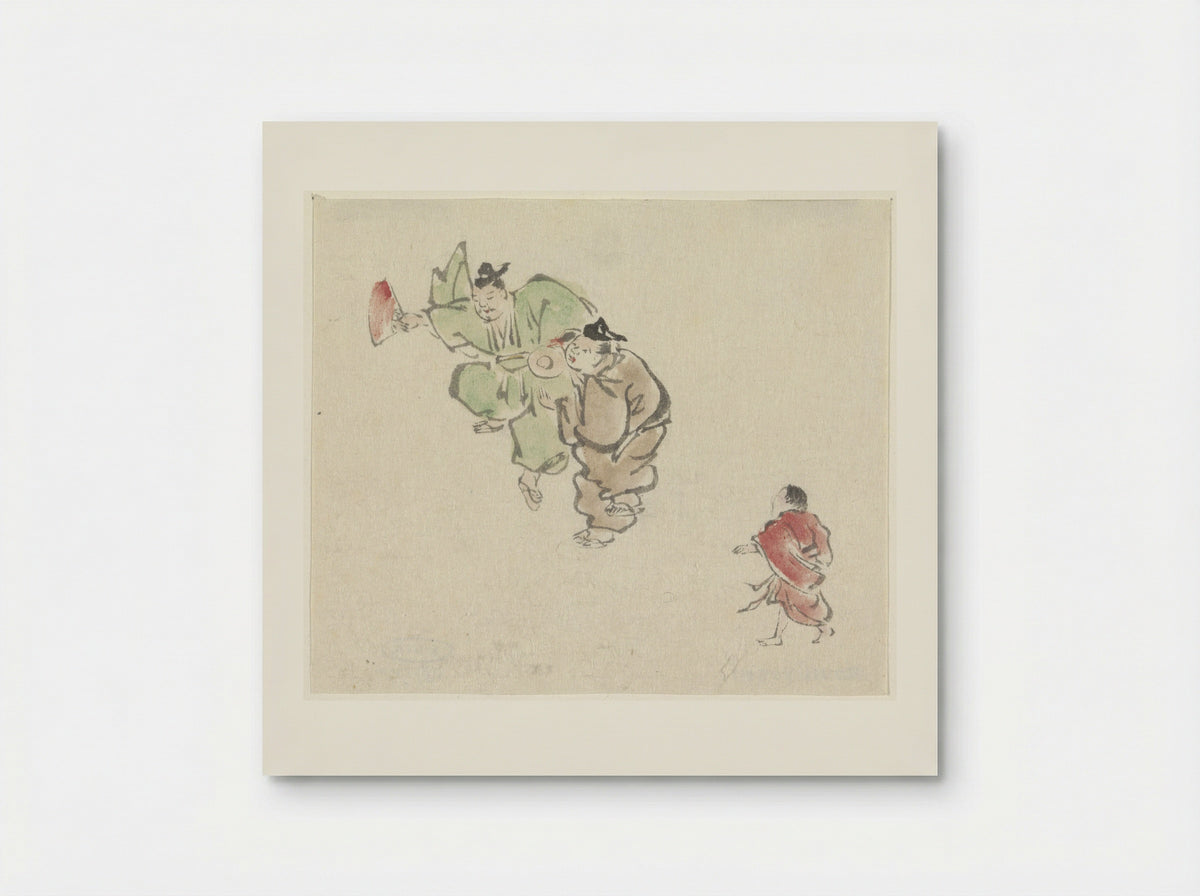 Twee dansers en een kind - Utagawa Kuniyoshi - Poster