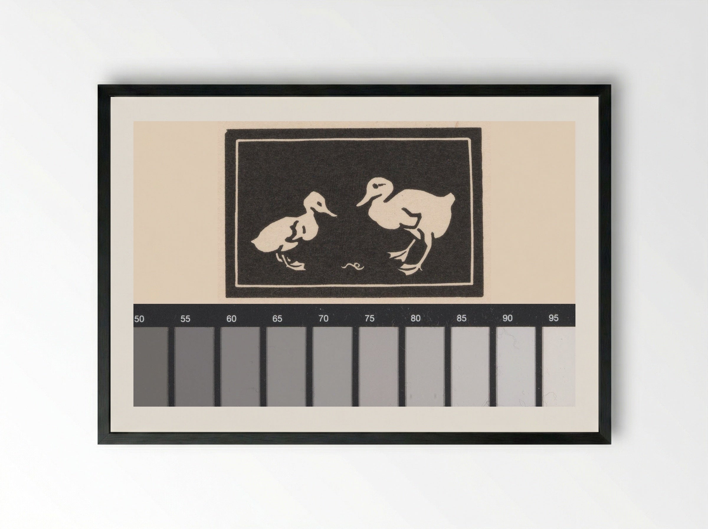 Twee eendenkuikens (Two Ducklings) - Julie de Graag - Framed Print Black