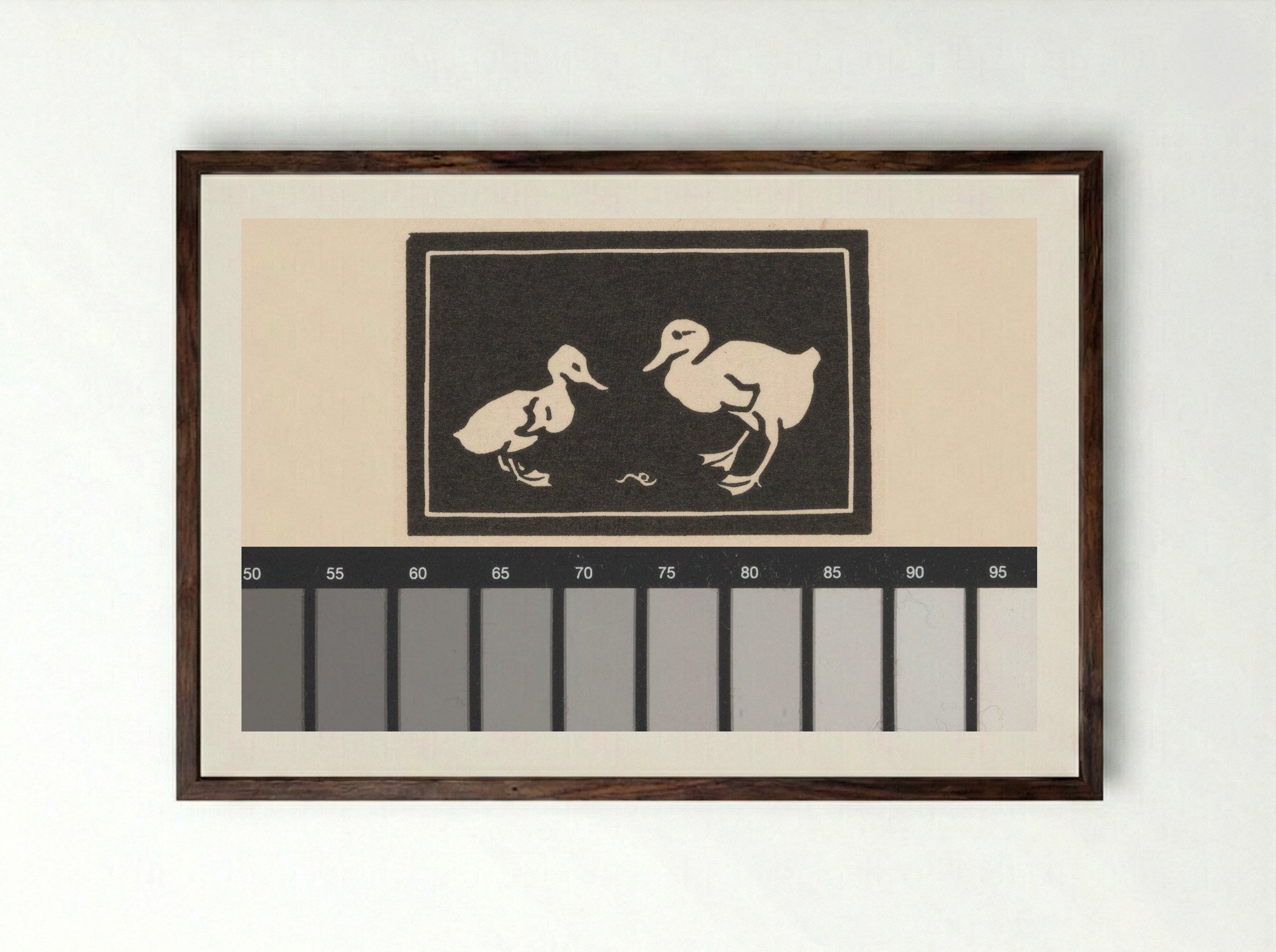 Twee eendenkuikens (Two Ducklings) - Julie de Graag - Framed Print Dark Wood