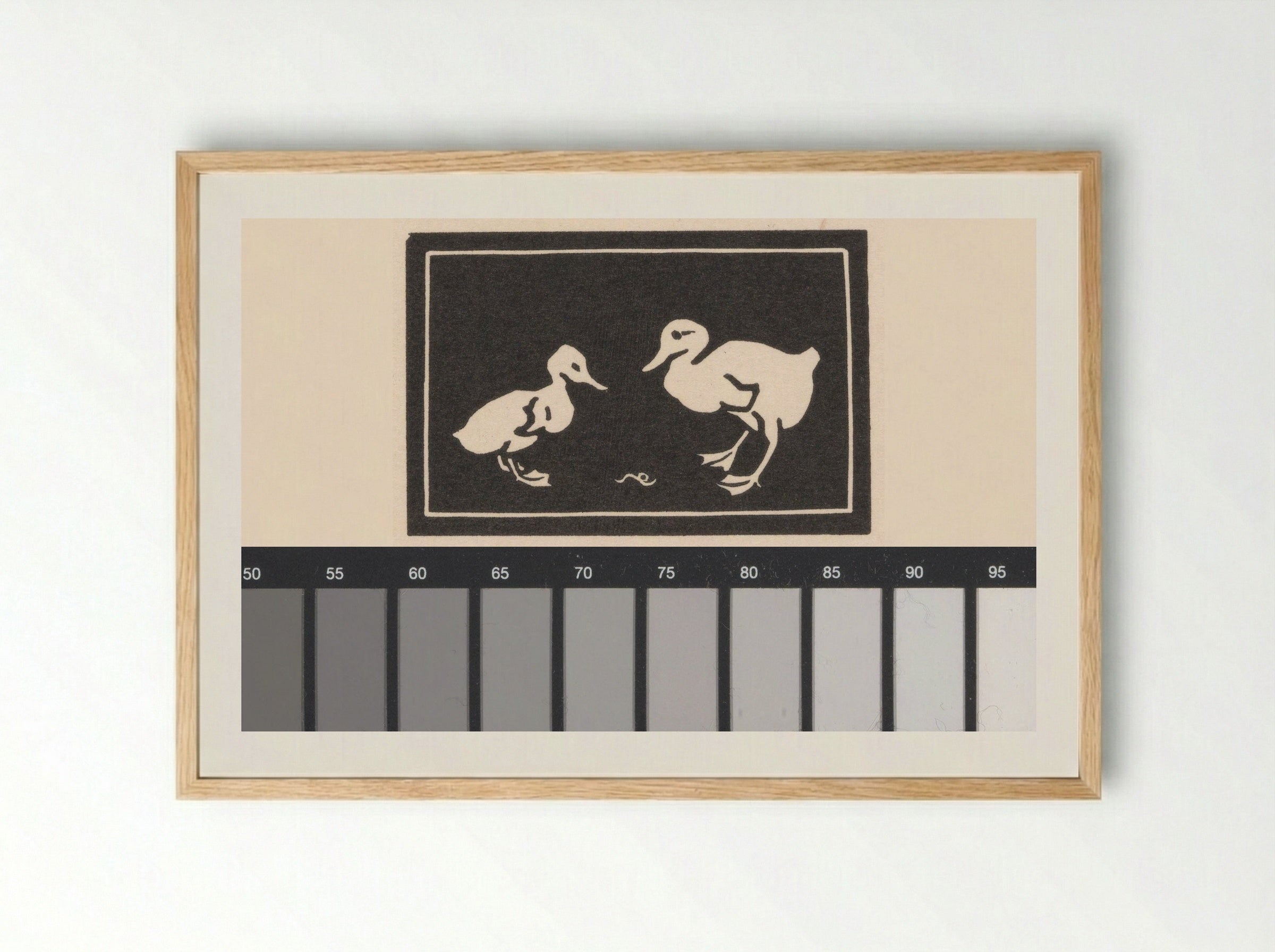 Twee eendenkuikens (Two Ducklings) - Julie de Graag - Framed Print Wood