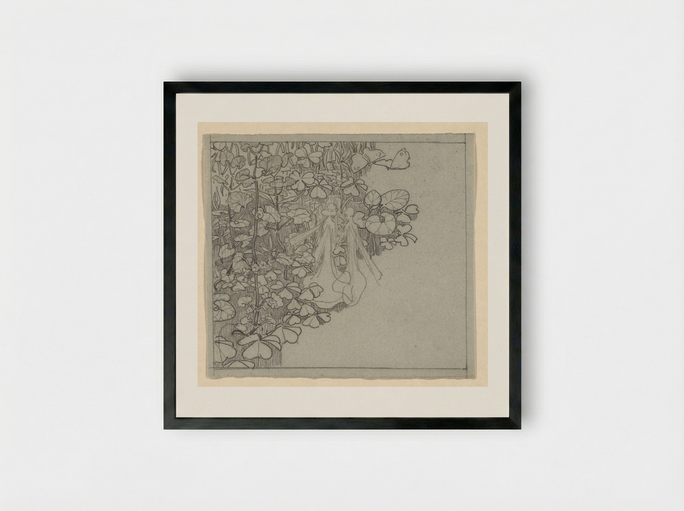 Twee elfjes tussen klaver - Edzard Koning - Framed Print Black