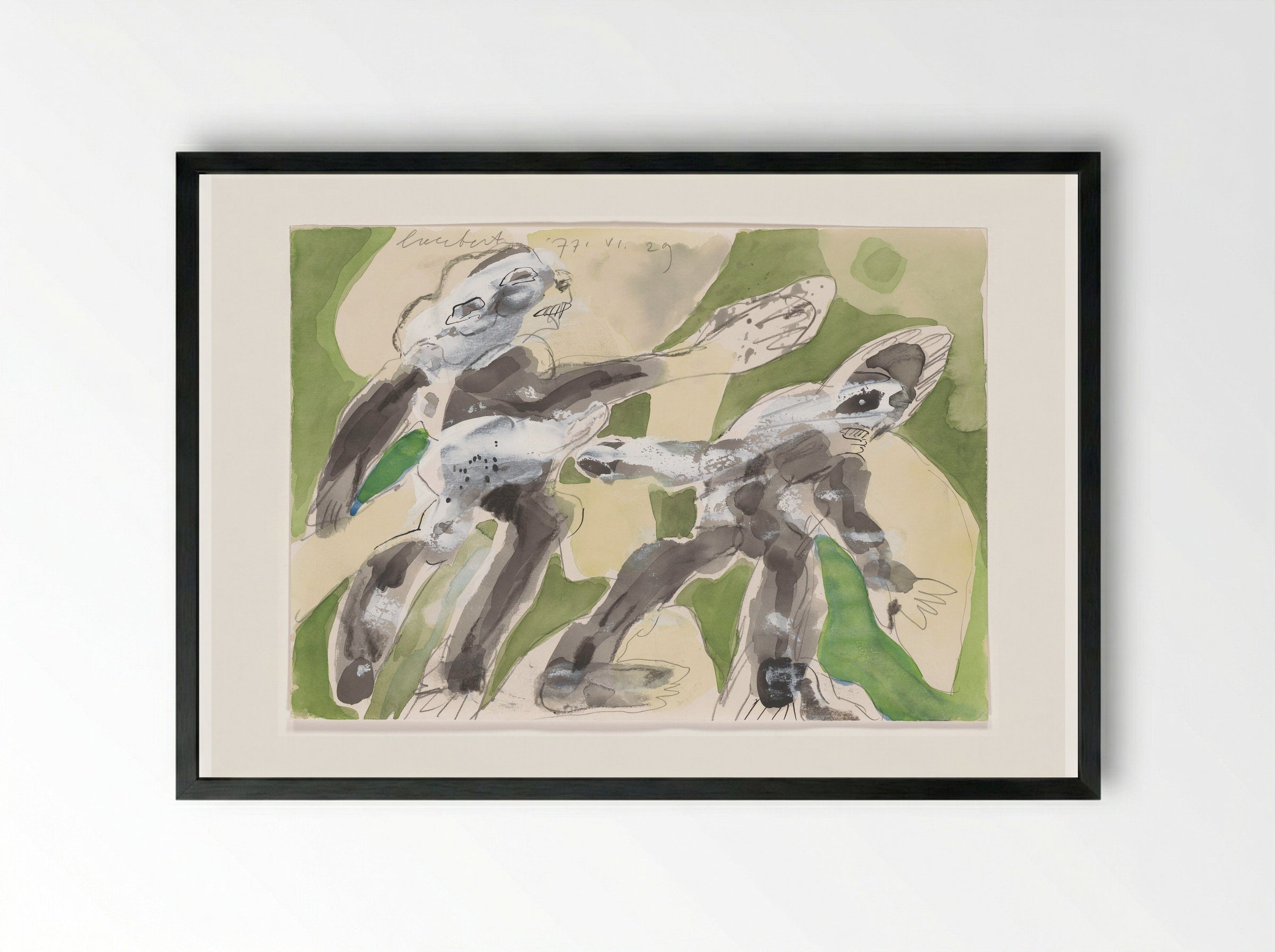 Twee figuren (achtervolging) - Lucebert - Framed Print Black