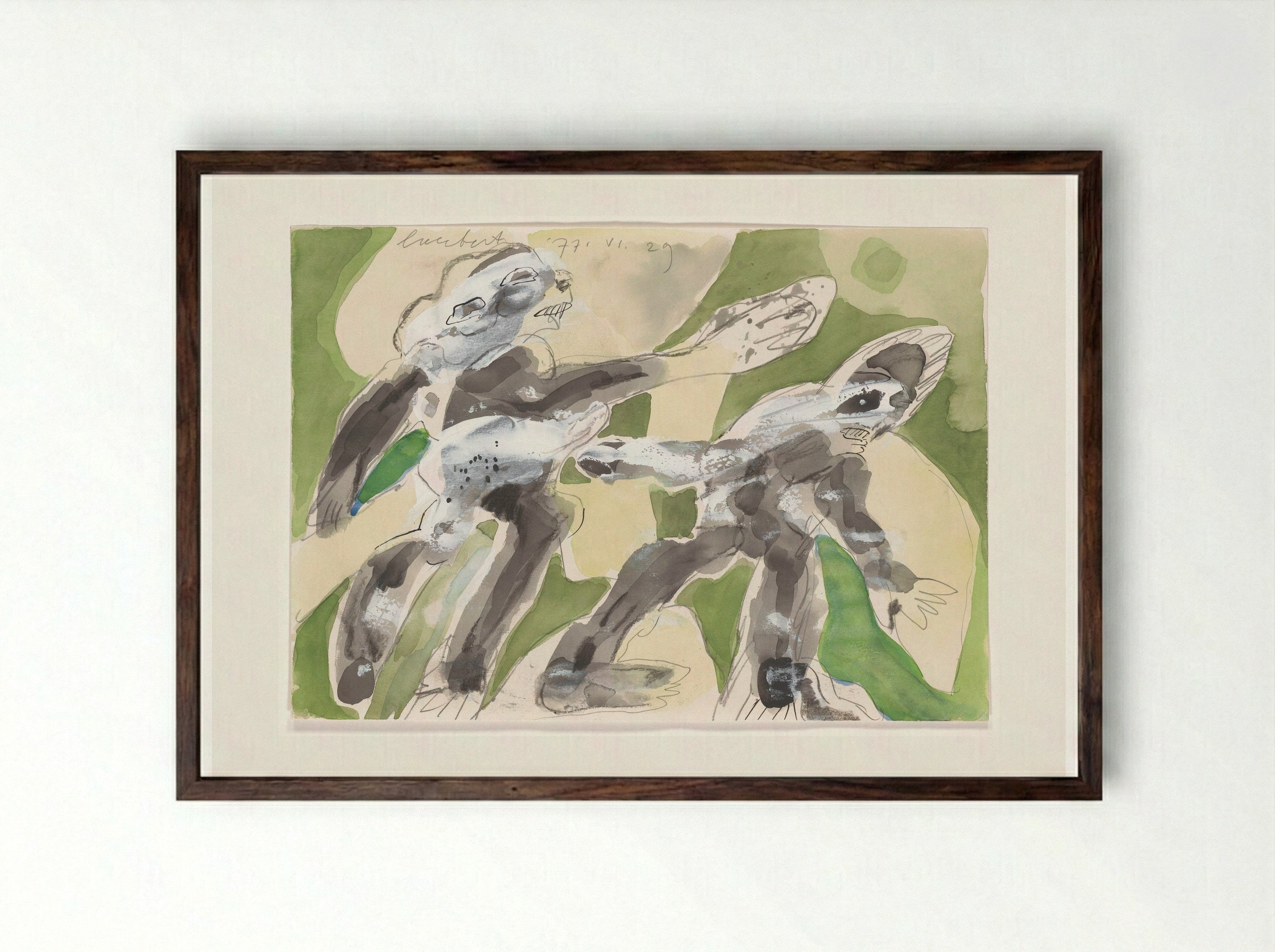 Twee figuren (achtervolging) - Lucebert - Framed Print Dark Wood