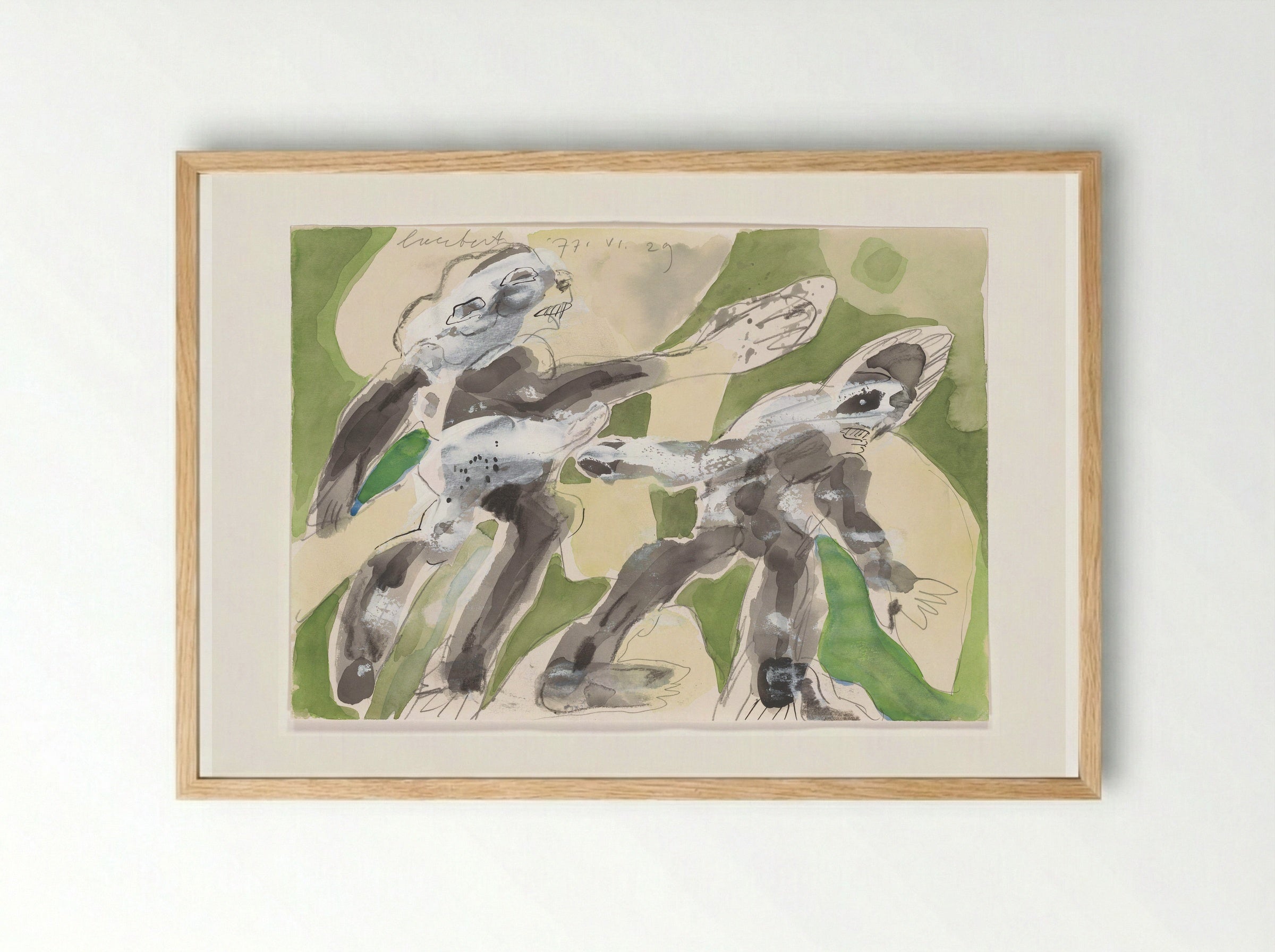 Twee figuren (achtervolging) - Lucebert - Framed Print Wood
