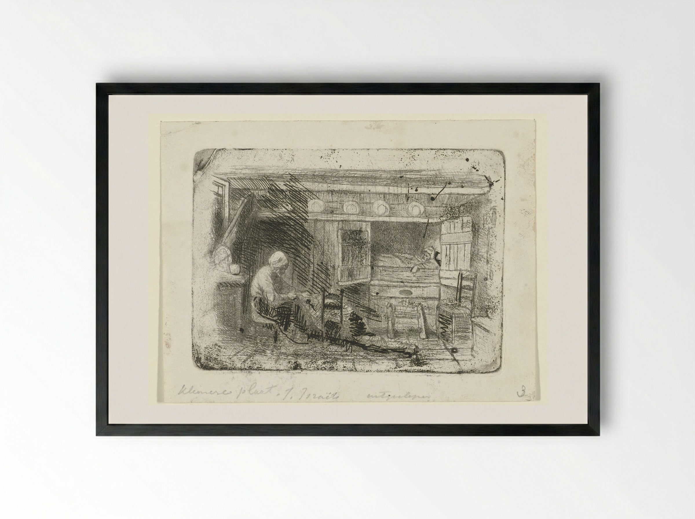 Twee figuren in een interieur - Jozef Israëls - Framed Print Black