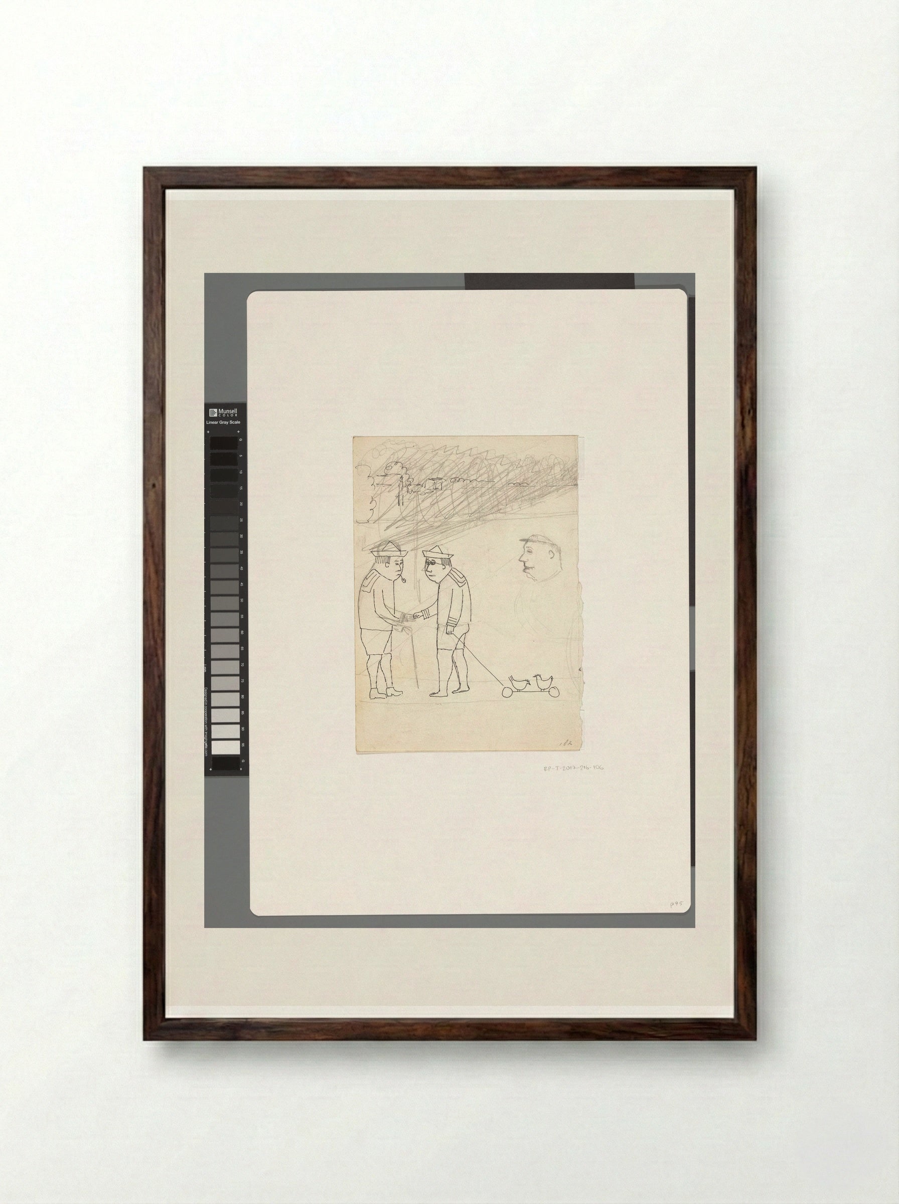 Twee figuren in een matrozenpak schudden elkaar de hand - Willem Westbroek - Framed Print Dark Wood