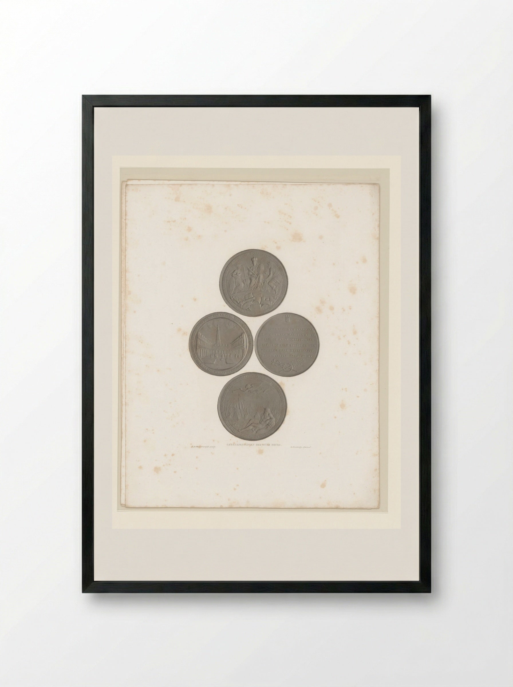 Twee gedenkpenningen op de Beurs van Hendrik de Keyser te Amsterdam - Jan Dam Steuerwald - Framed Print Black
