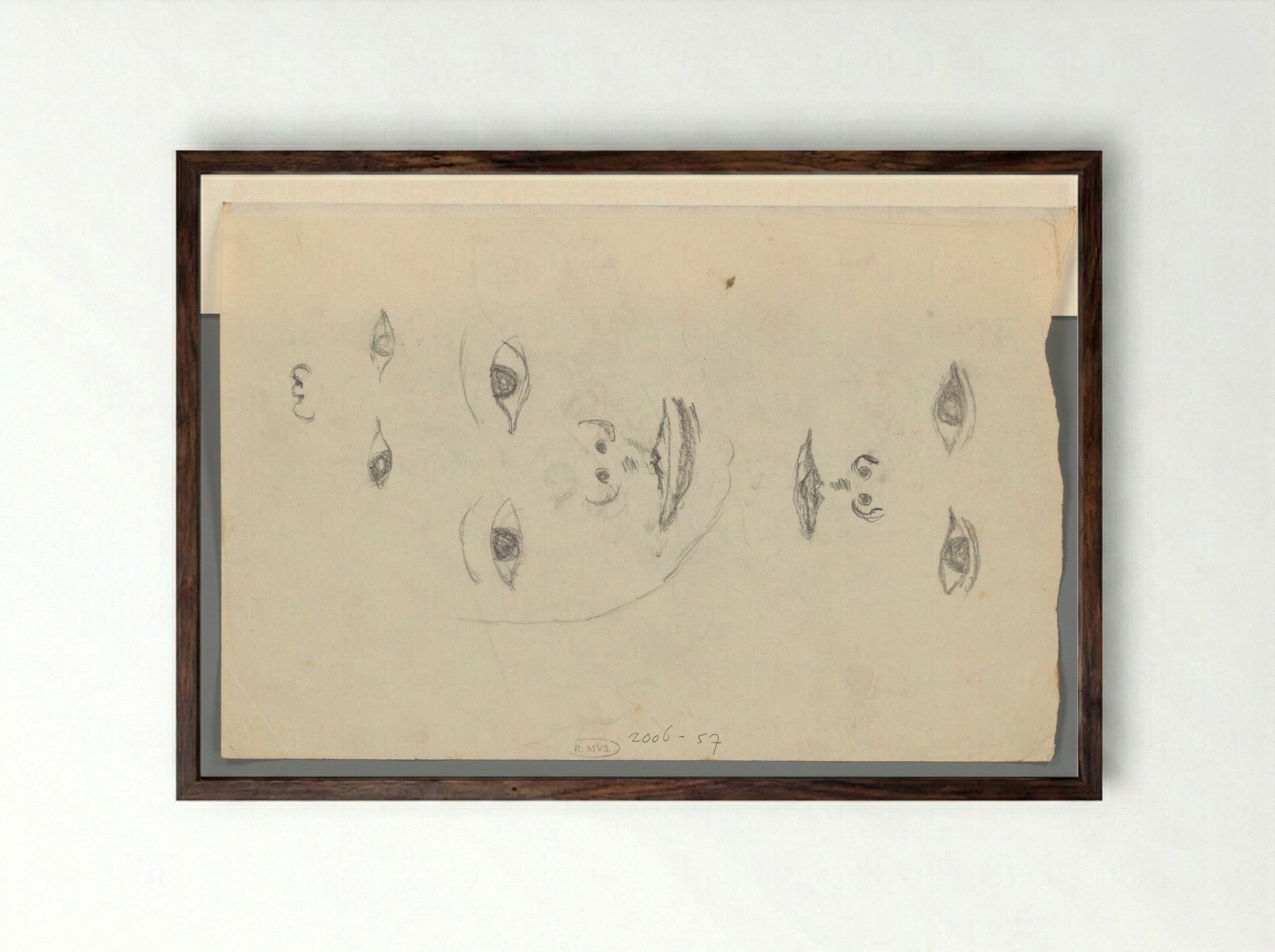 Twee gezichten en een gezicht zonder mond - Henk Henriët - Framed Print Dark Wood
