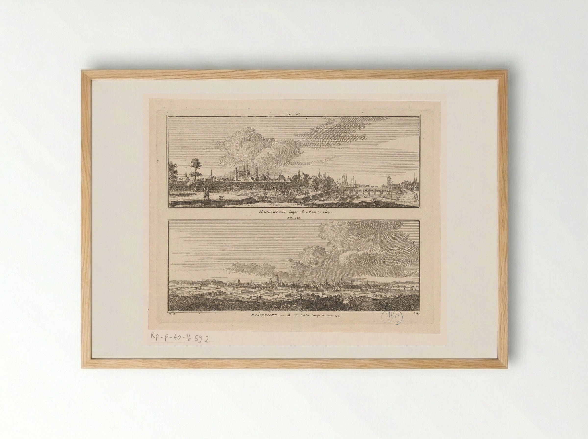 Twee gezichten op Maastricht, vanaf de Maas en vanaf de Sint-Pietersberg - Hendrik Spilman - Framed Print Wood
