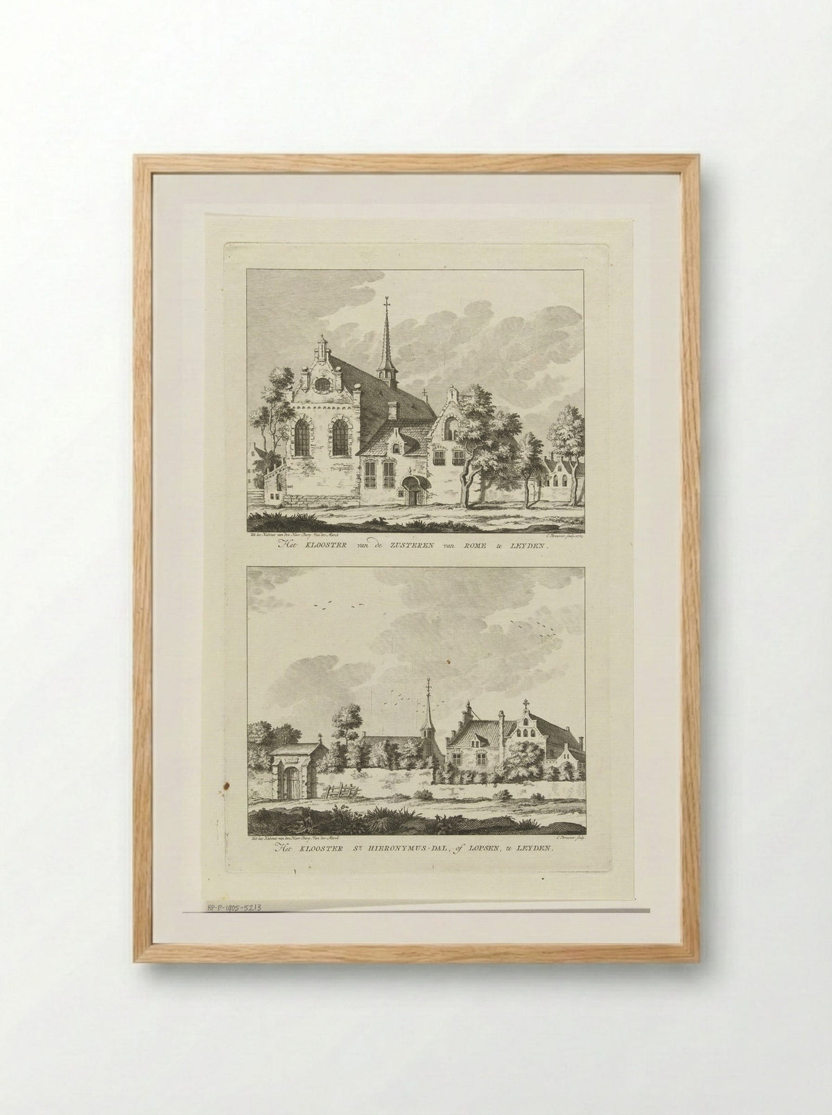 Twee gezichten op kloosters te Leiden - Cornelis Brouwer - Framed Print Wood